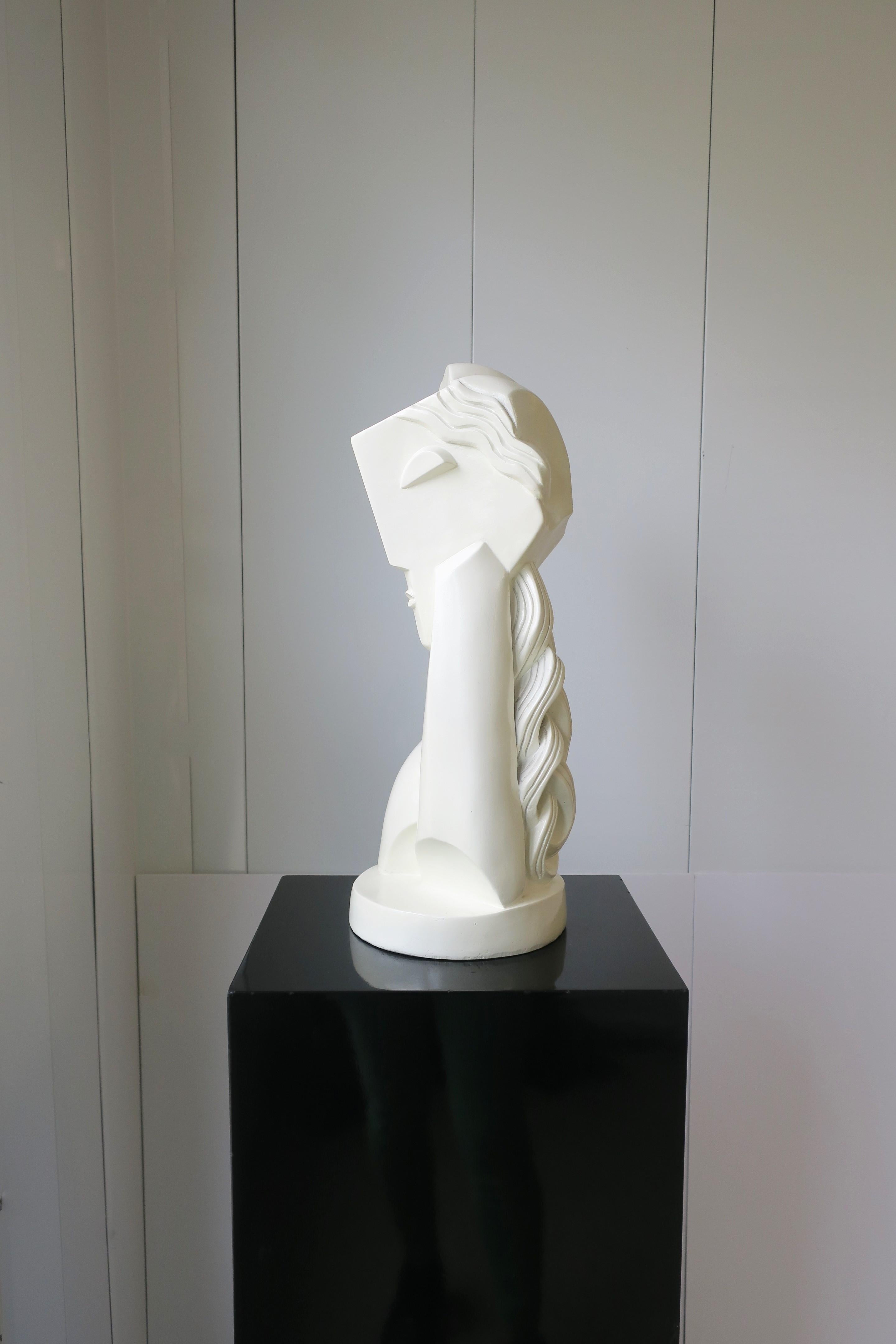 Art Deco Modern Cubist Figurative Bust Sculpture, 1961 In Good Condition In New York, NY