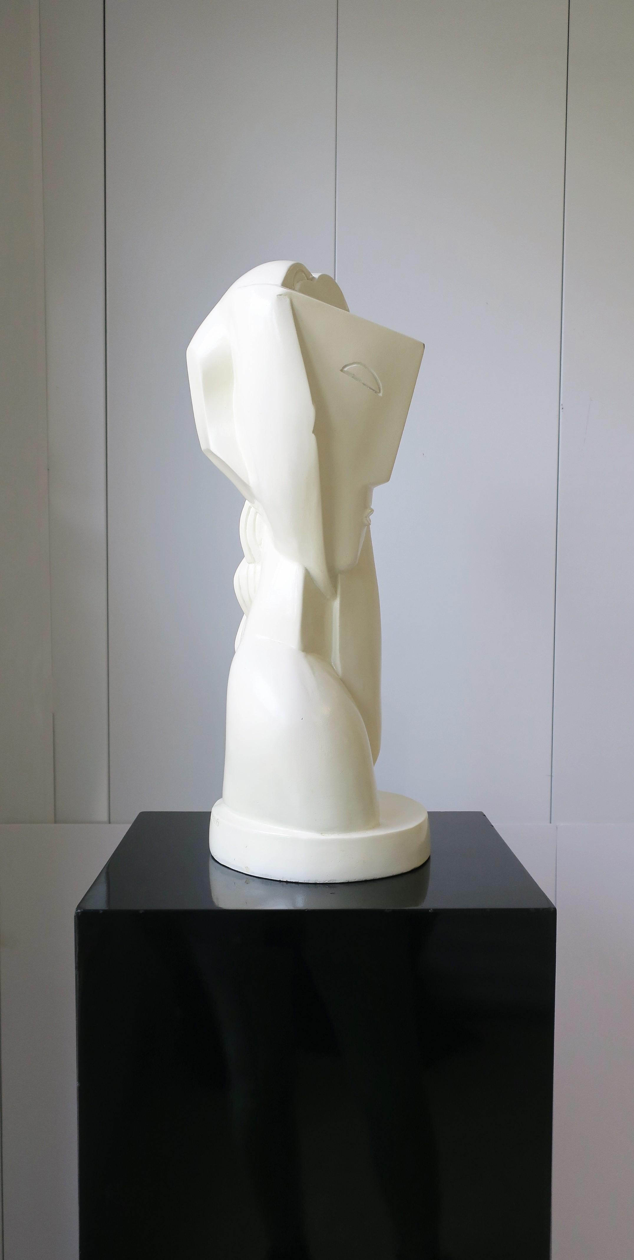 Ceramic Art Deco Modern Cubist Figurative Bust Sculpture, 1961