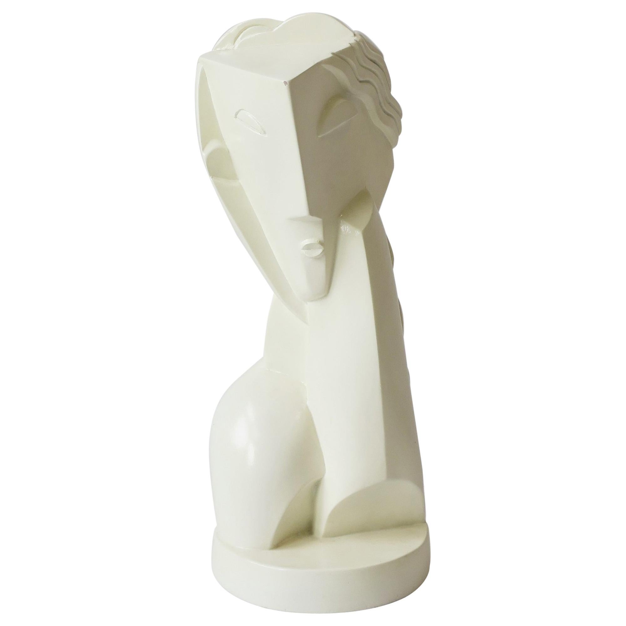Art Deco Modern Cubist Figurative Bust Sculpture, 1961