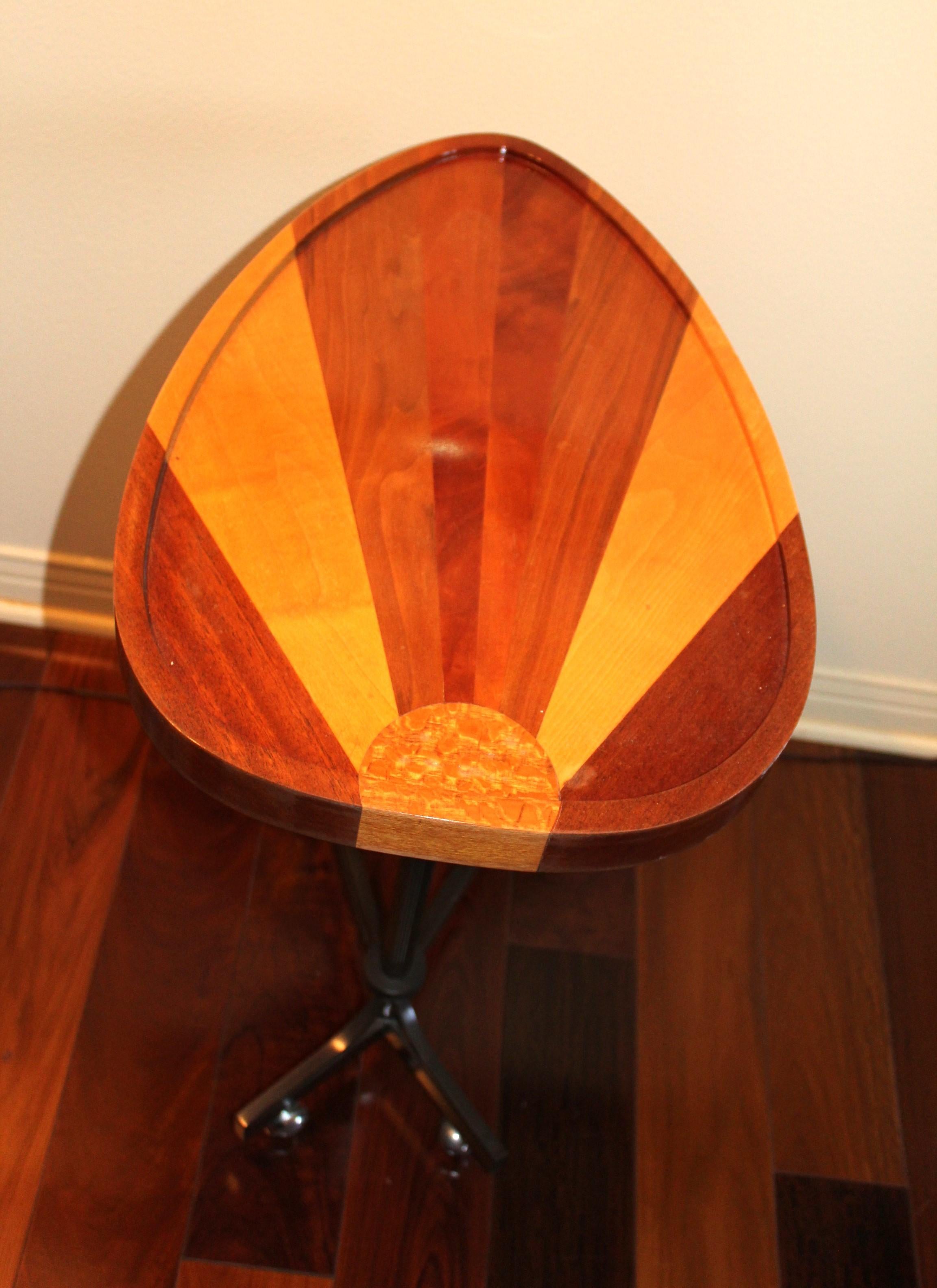 Mid-Century Modern Art Deco / Modern Custom Side table w Rising Sun Design For Sale