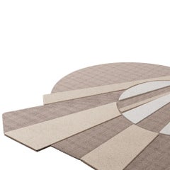 Modern Art Deco Style Design Organic Shaped Hand-Tufted Rug Pastel White & Cream