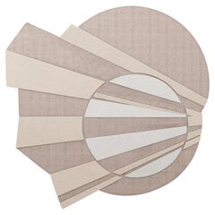 Tapis de forme organique tufté à la main, blanc pastel et crème, style Art déco moderne