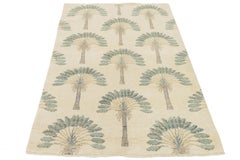 Tappeto Art Deco Modern Fan Palm annodato a mano in lana 4x6