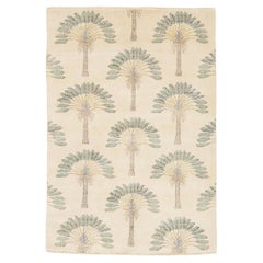 Tappeto Art Deco Modern Fan Palm annodato a mano in lana 4x6