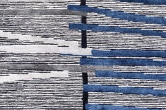 Tappeto in seta grigio scuro in stile Art Déco, moderno e dalle forme geometriche, "Rivulet" di Doris Leslie Blau