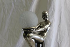 Art Deco /Modern Lady Lamp Silver Patina