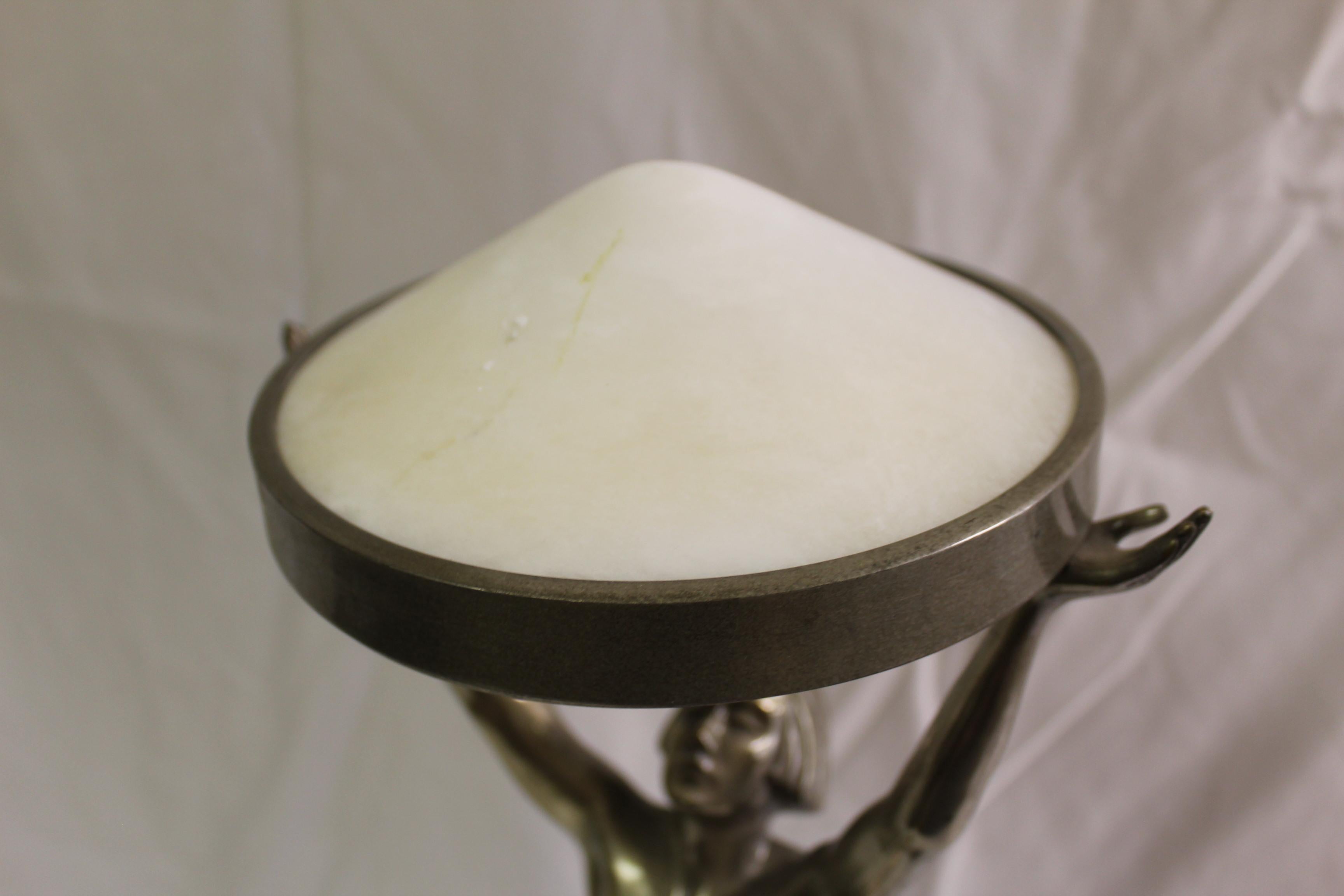 Mid-Century Modern Art Deco/Modern Nude Girl Lamp, Alabaster Shade For Sale
