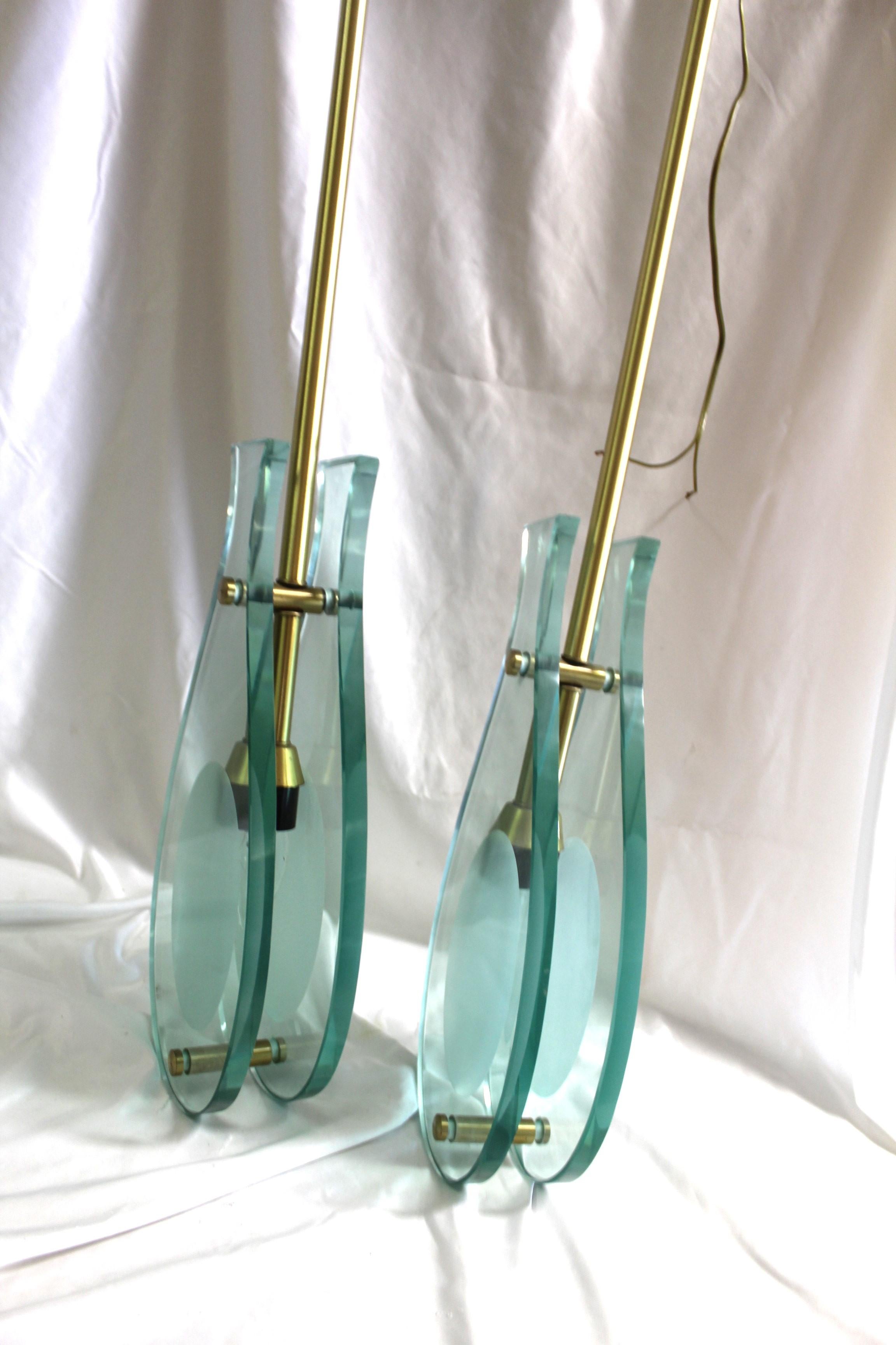 Art Deco/Modern Pendant, Solid Brass & Glass   Fontana Style For Sale 5