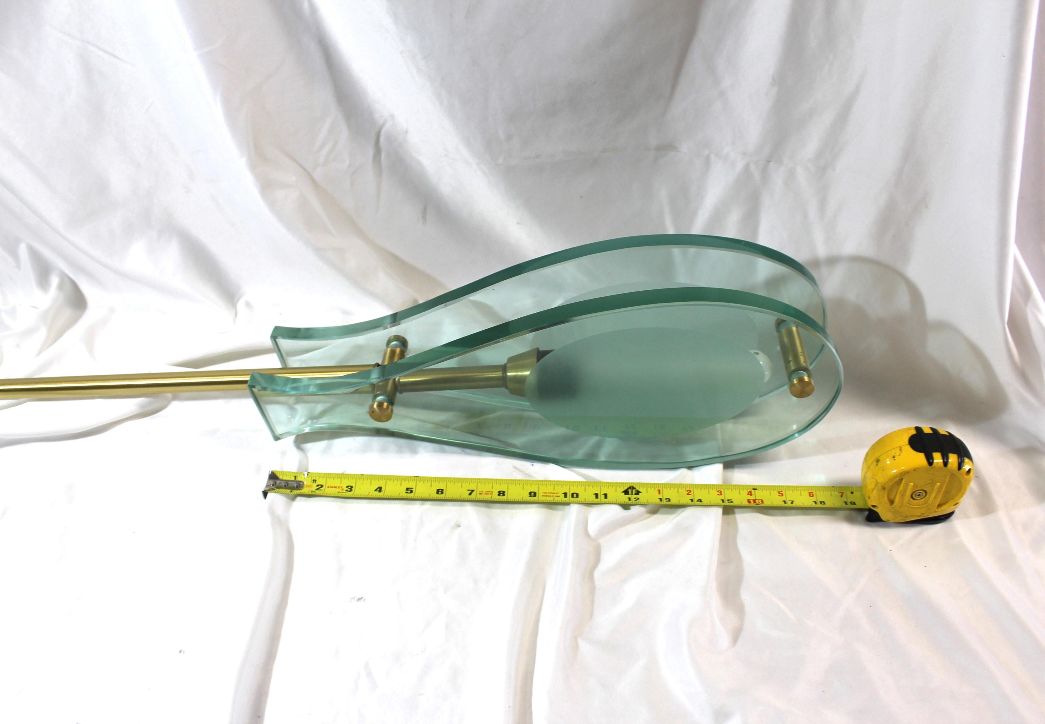 Late 20th Century Art Deco/Modern Pendant, Solid Brass & Glass   Fontana Style For Sale