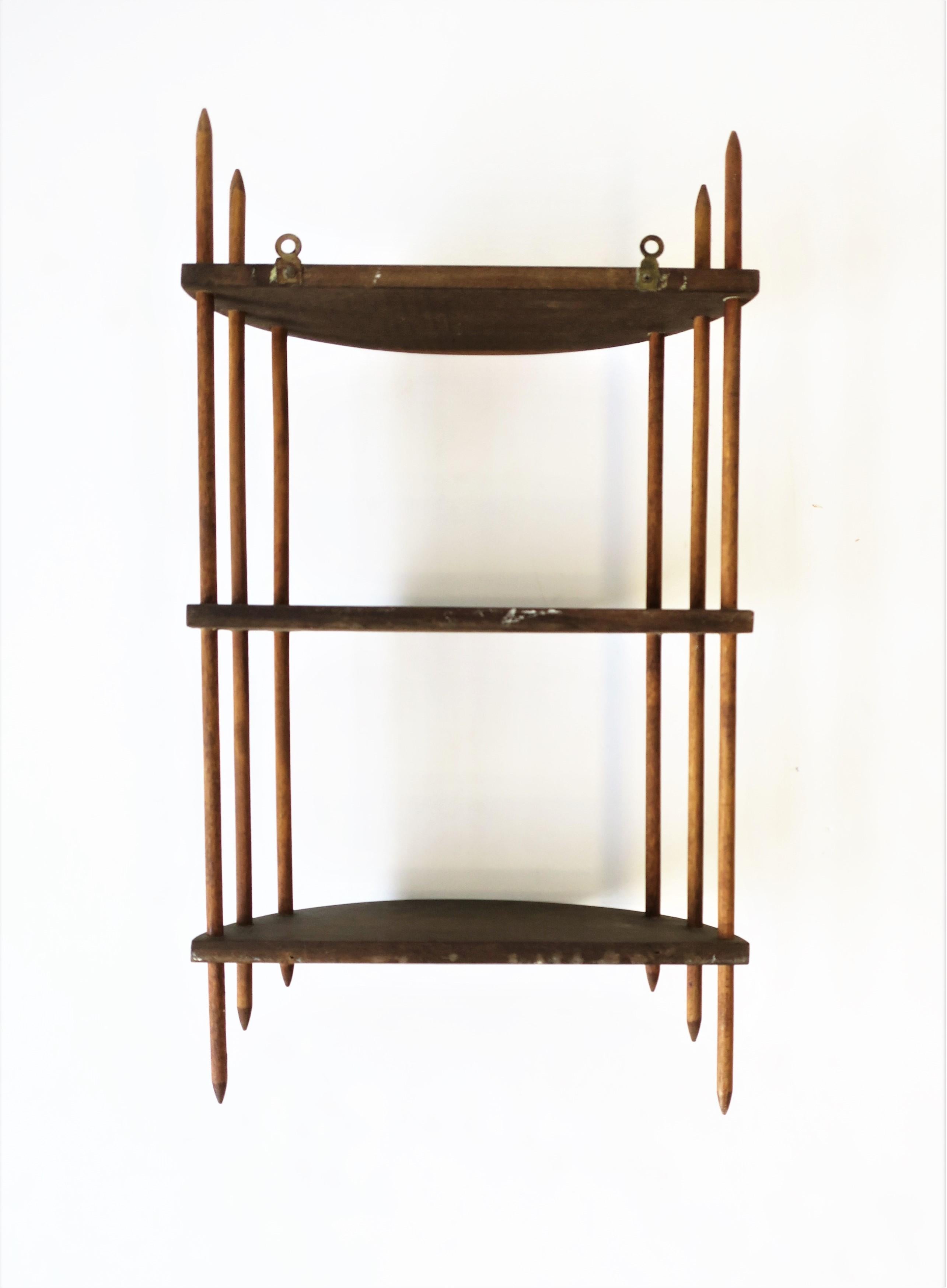 Estantería de Pared de Madera Natural de Época Moderna Art Decó con Estantes 11