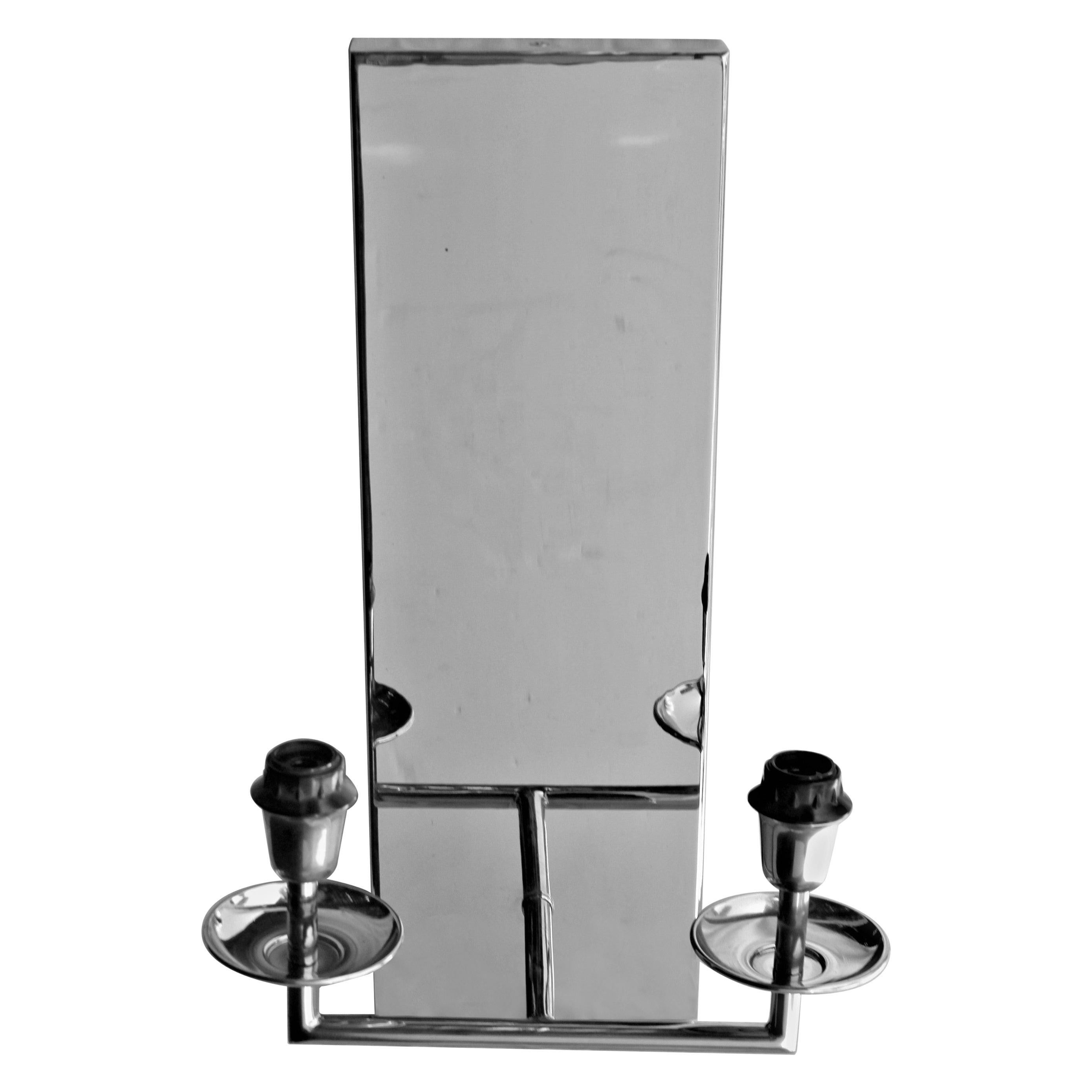 Art Deco/Modern Sconce '1' Hi Polished Nickel Finish Two Light Zia Priven For Sale