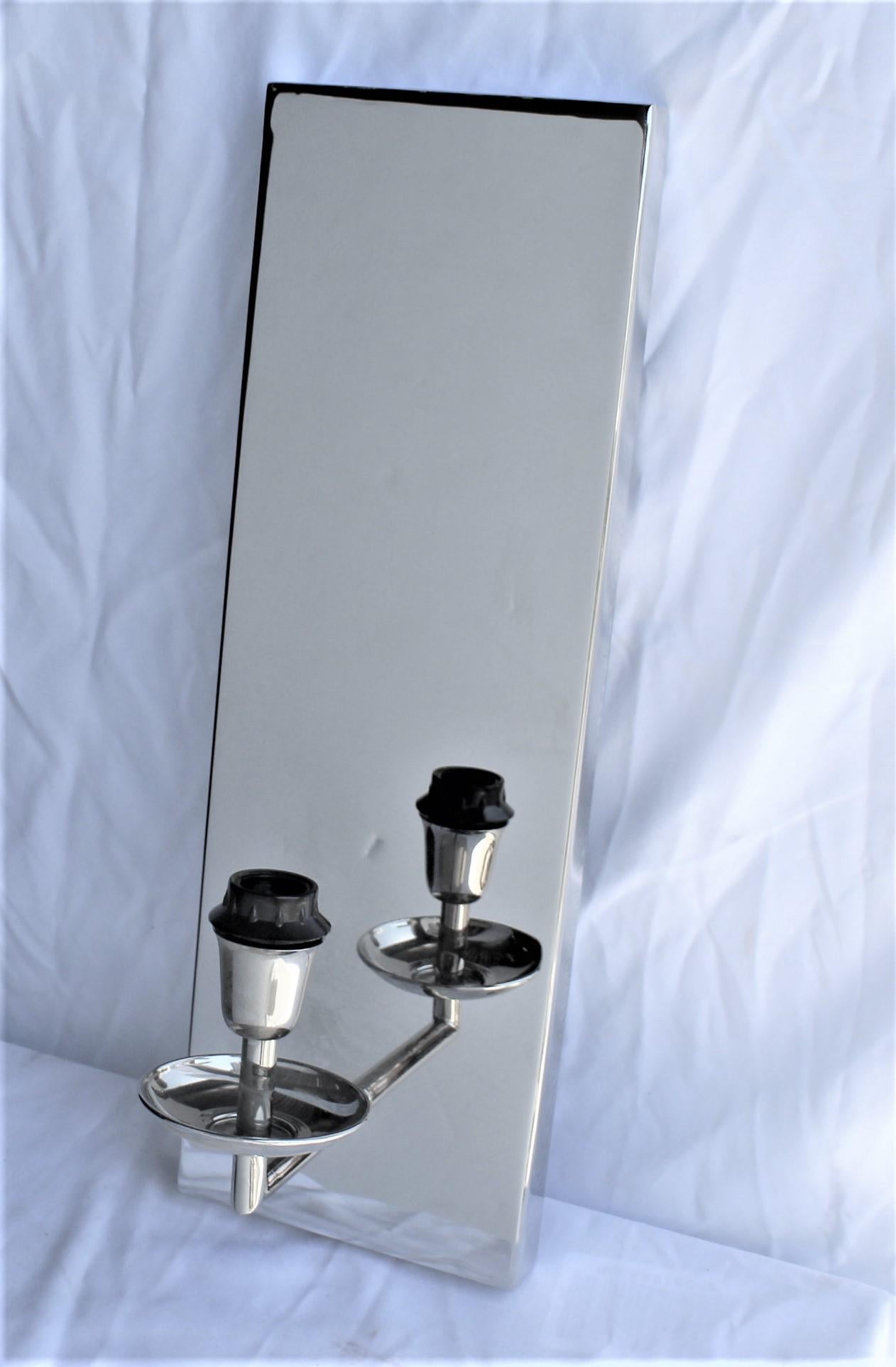 Art Deco/Modern Sconce Hi-Pol Nickel Single Socket, Takes a Clip-On Shade In Excellent Condition In Los Angeles, CA