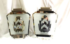 Art Deco / Modern Sconce, out of the St James Club, Mirrored, Nickel Frame