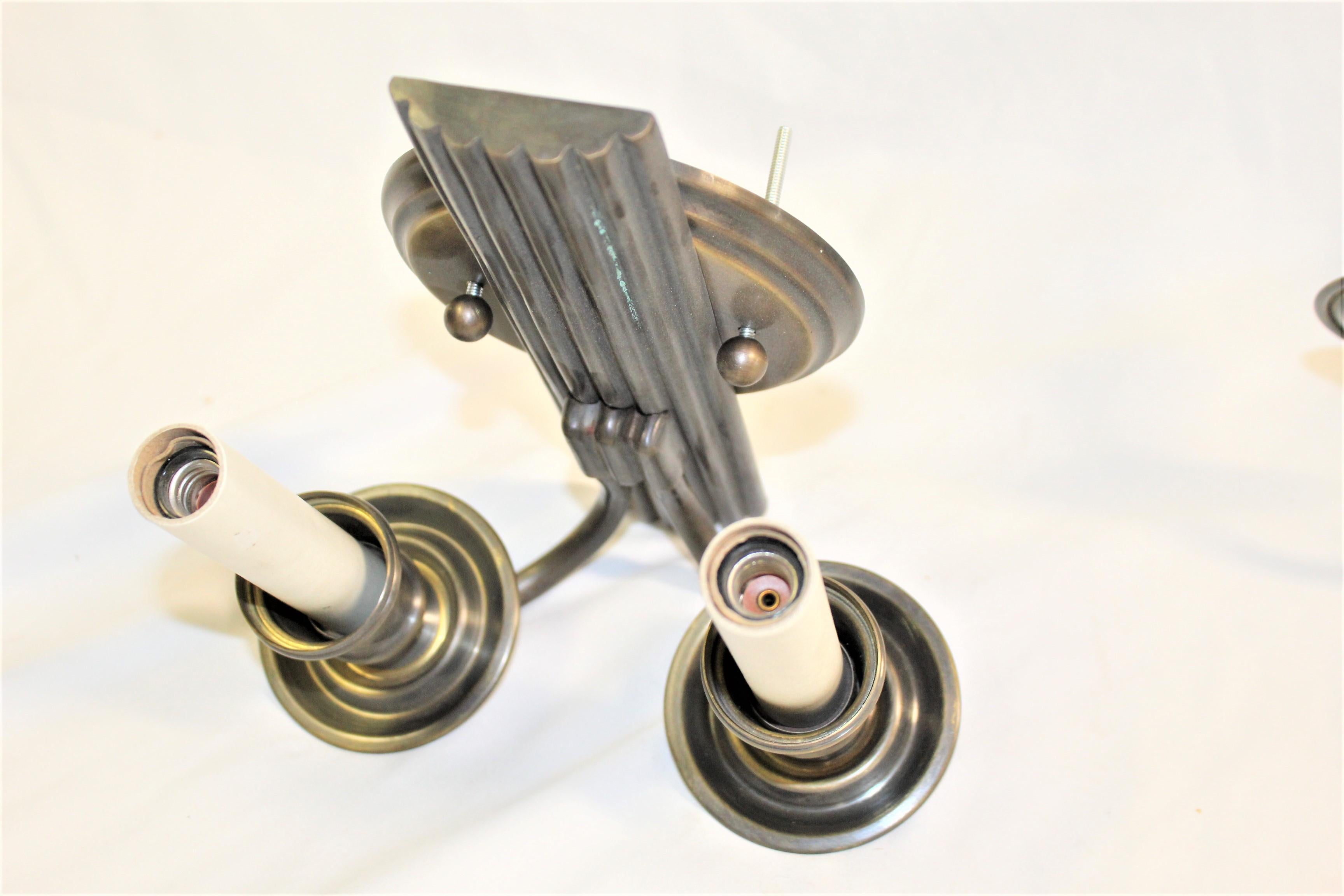 North American Art Deco/Modern Sconces Two Arm Set For Sale