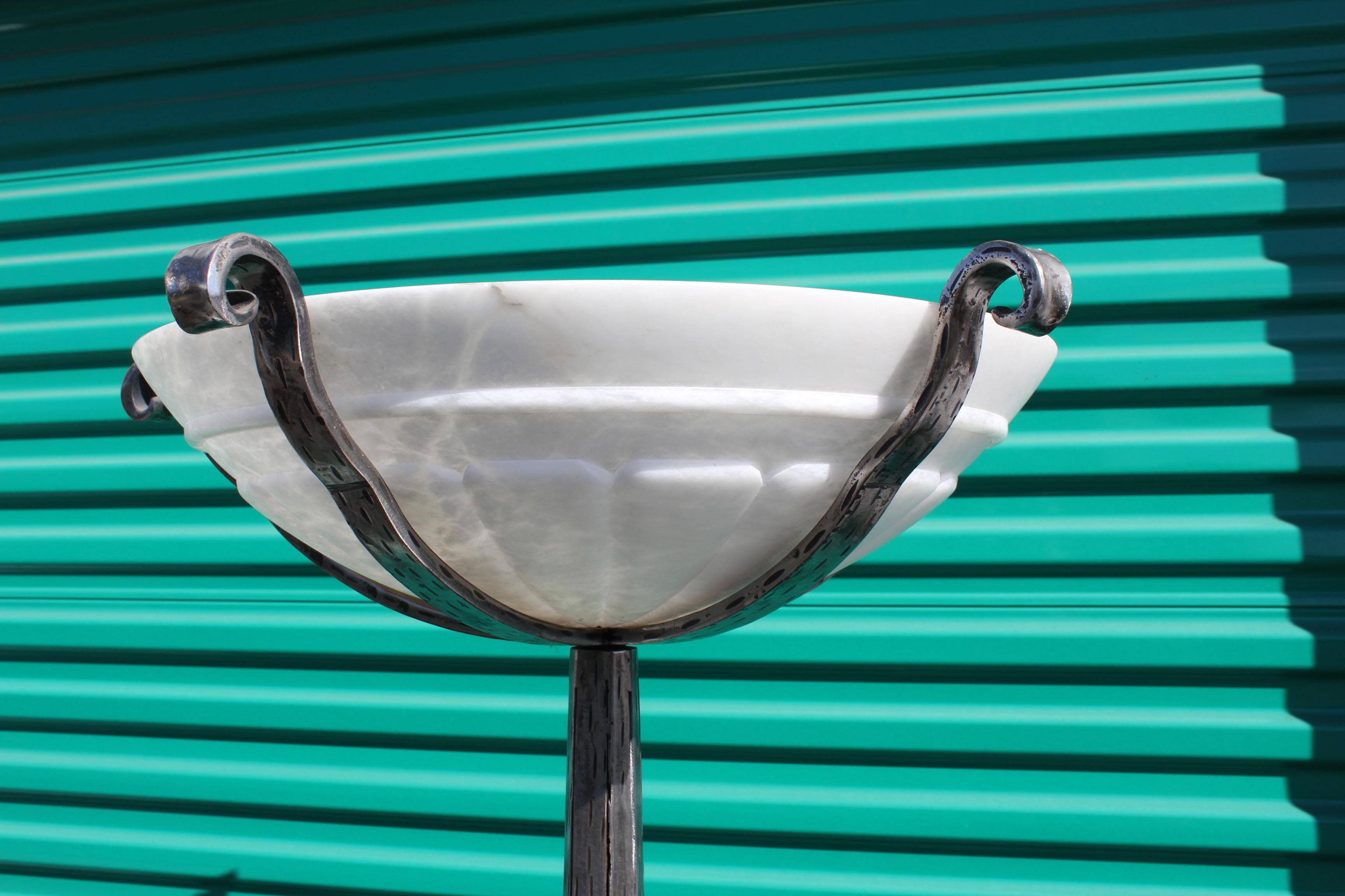 Art Deco/Modern Style Floor Lamp  , Alabaster Shade In Good Condition For Sale In Los Angeles, CA
