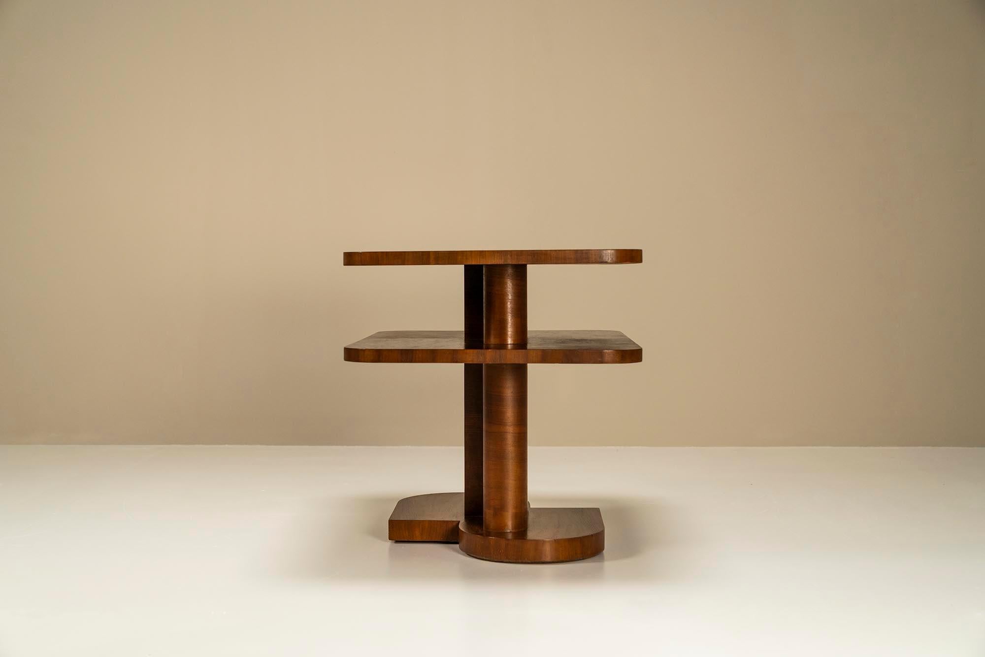 Art Deco Modern-Style Side Table in Mahogany by ‘t Woonhuys, Netherlands, 1930s In Fair Condition In Hellouw, NL