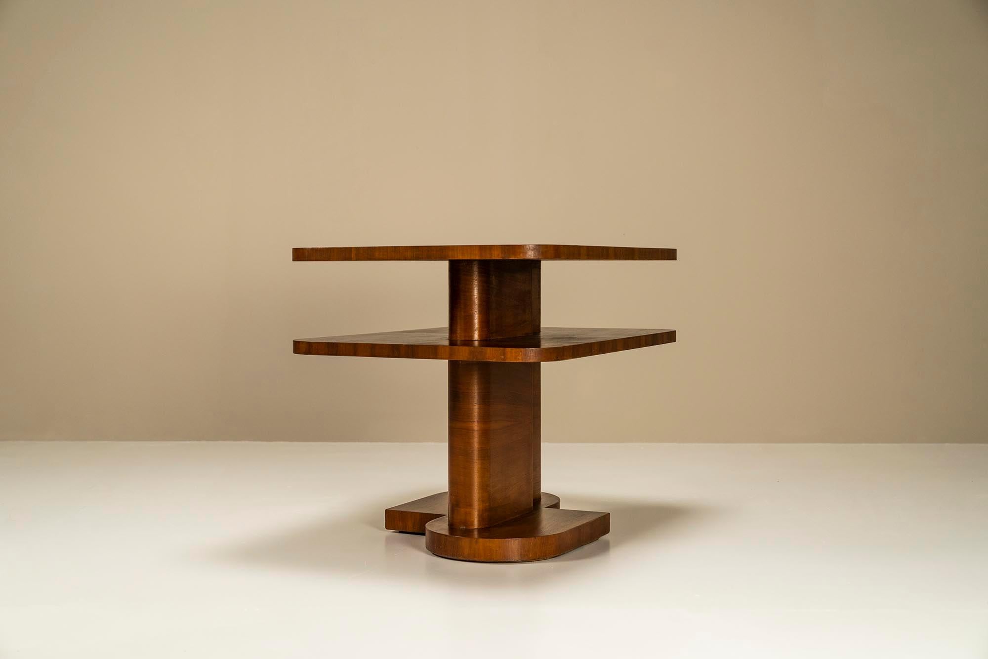 Mid-20th Century Art Deco Modern-Style Side Table in Mahogany by ‘t Woonhuys, Netherlands, 1930s