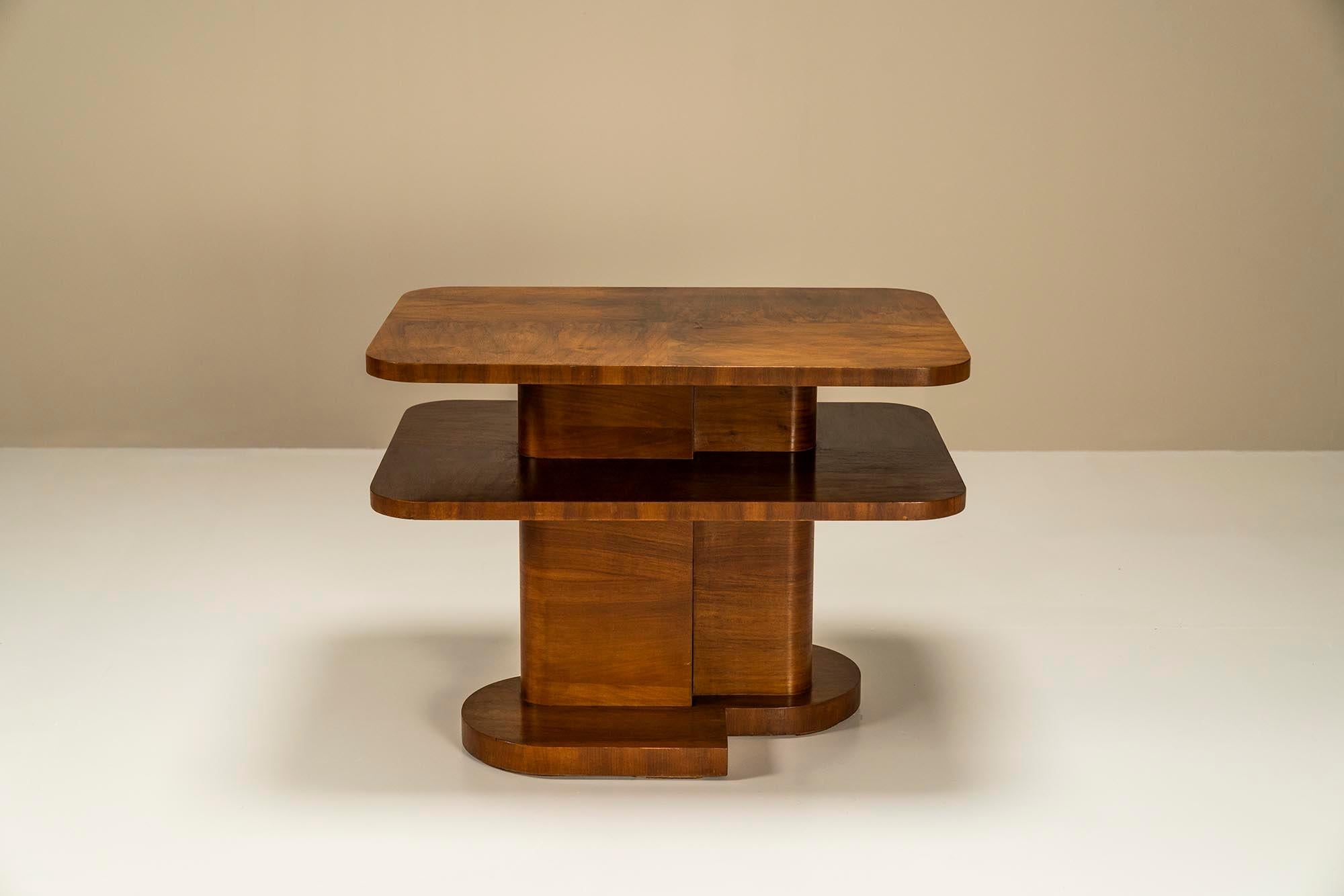 Art Deco Modern-Style Side Table in Mahogany by ‘t Woonhuys, Netherlands, 1930s 1