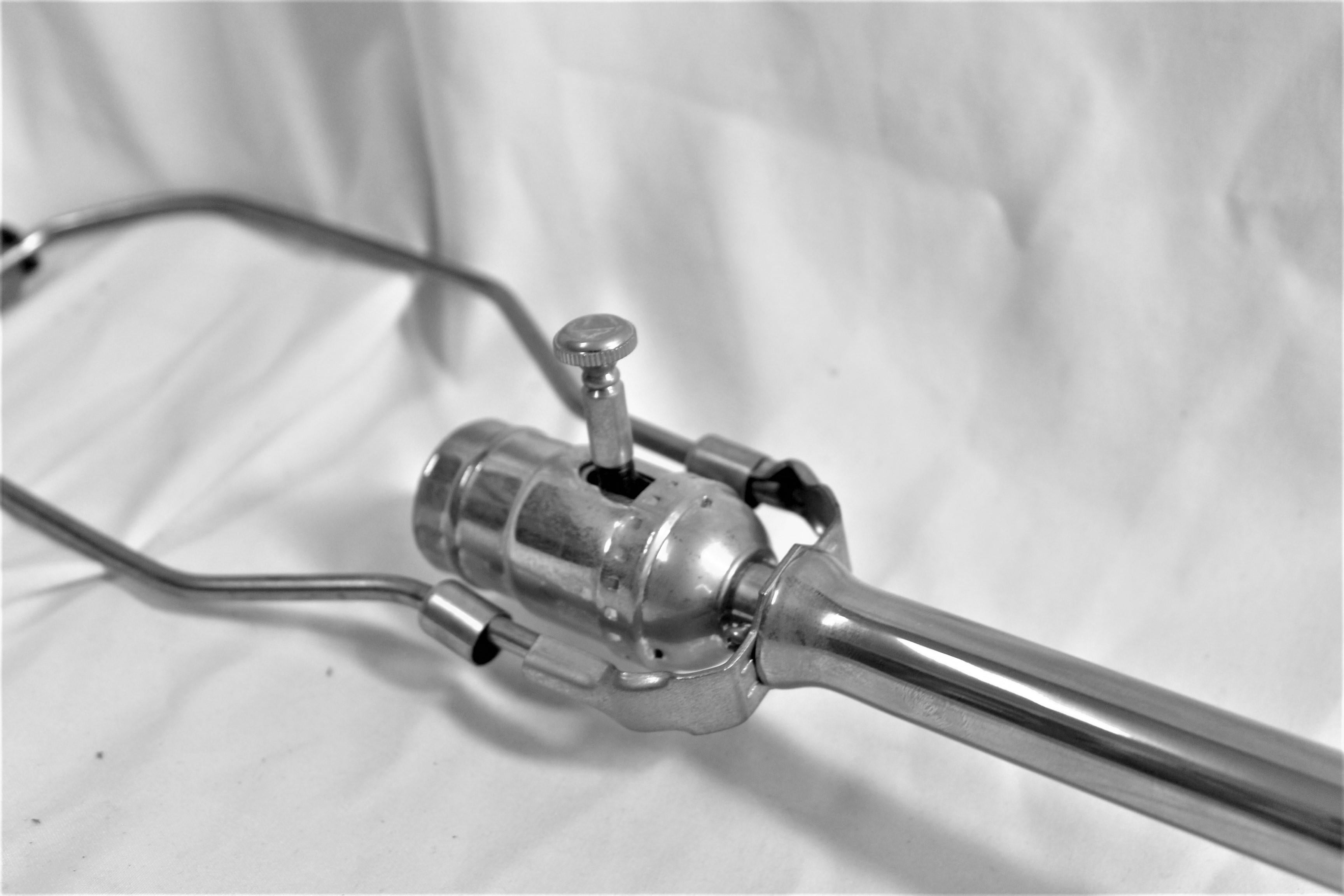 Spun Art Deco /Modern Table lamp Hi-polished Nickel For Sale