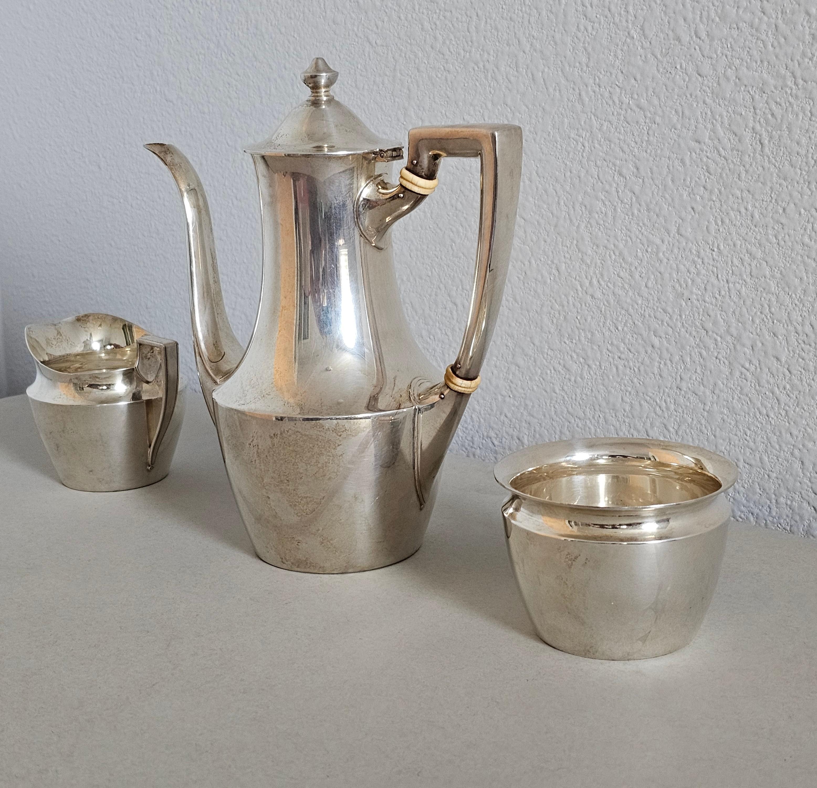 Juego de café Demitasse Art Déco Moderno Tiffany & Co. de plata de ley en Bueno estado para la venta en Forney, TX