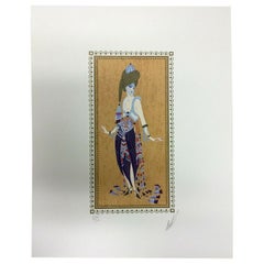 Litografia Art Deco Modern non incorniciata di Erté firmata a mano Mille e una notte