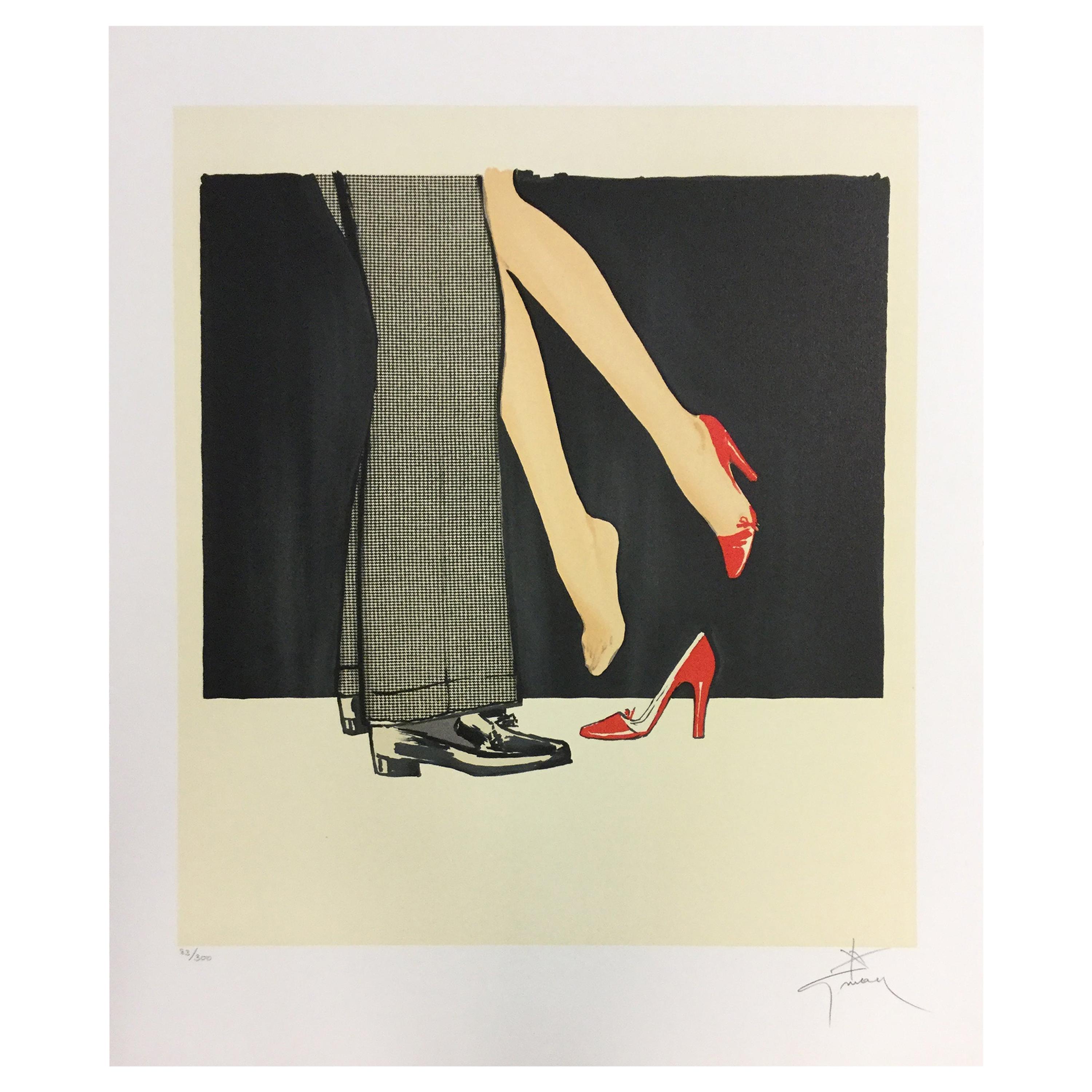 Art Deco Modern Unframed Rene Gruau Hand Signed Lithograph Bonjour Cherie  For Sale at 1stDibs | rene gruau lithograph