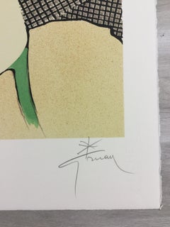 Moderne, ungerahmte, handsignierte Art déco-Lithographie „Le Balcon a Nice“, Rene Gruau