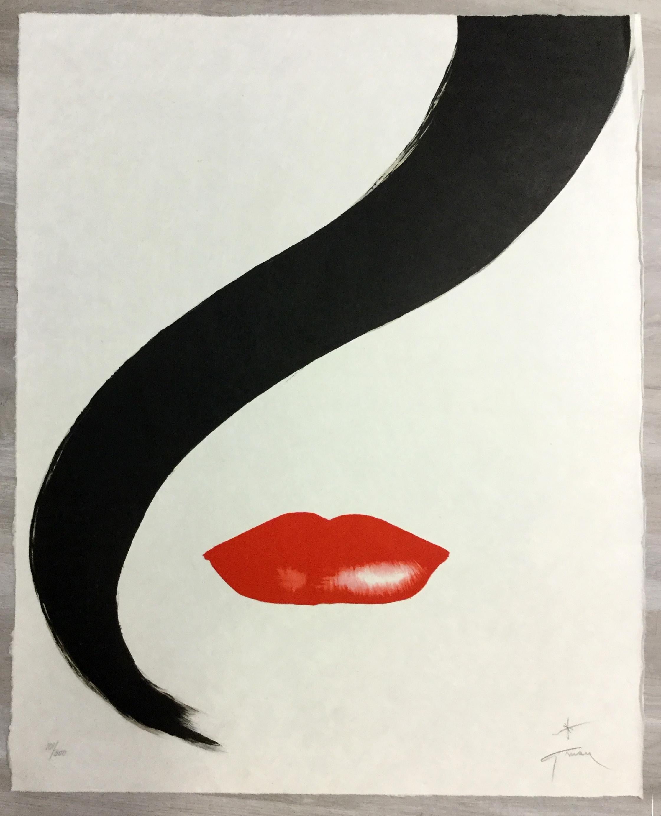 Mid-20th Century Art Deco Modern Unframed Rene Gruau Hand Signed Lithograph Rouge
