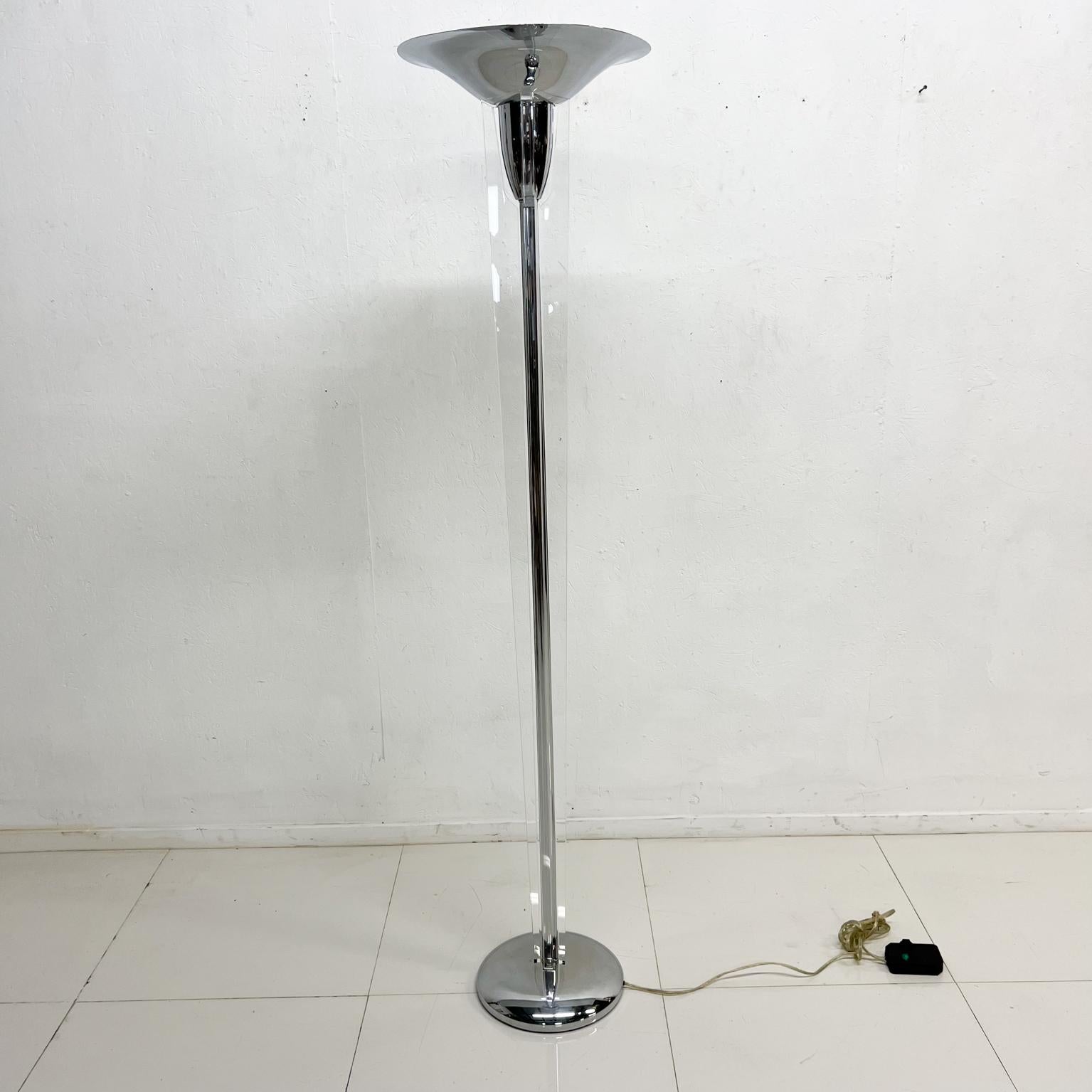 American Art Deco Moderne Chrome Torchiere Floor Lamp by Boyd Lighting Company For Sale