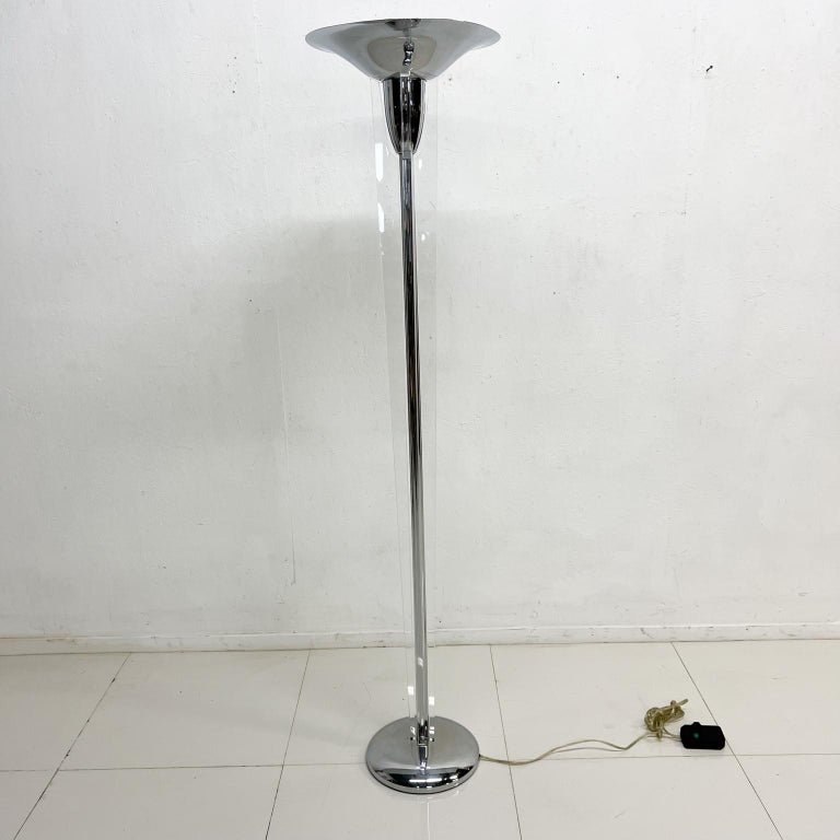 Art Deco Moderne Chrome Torchiere Floor Lamp by Boyd Lighting Company ...