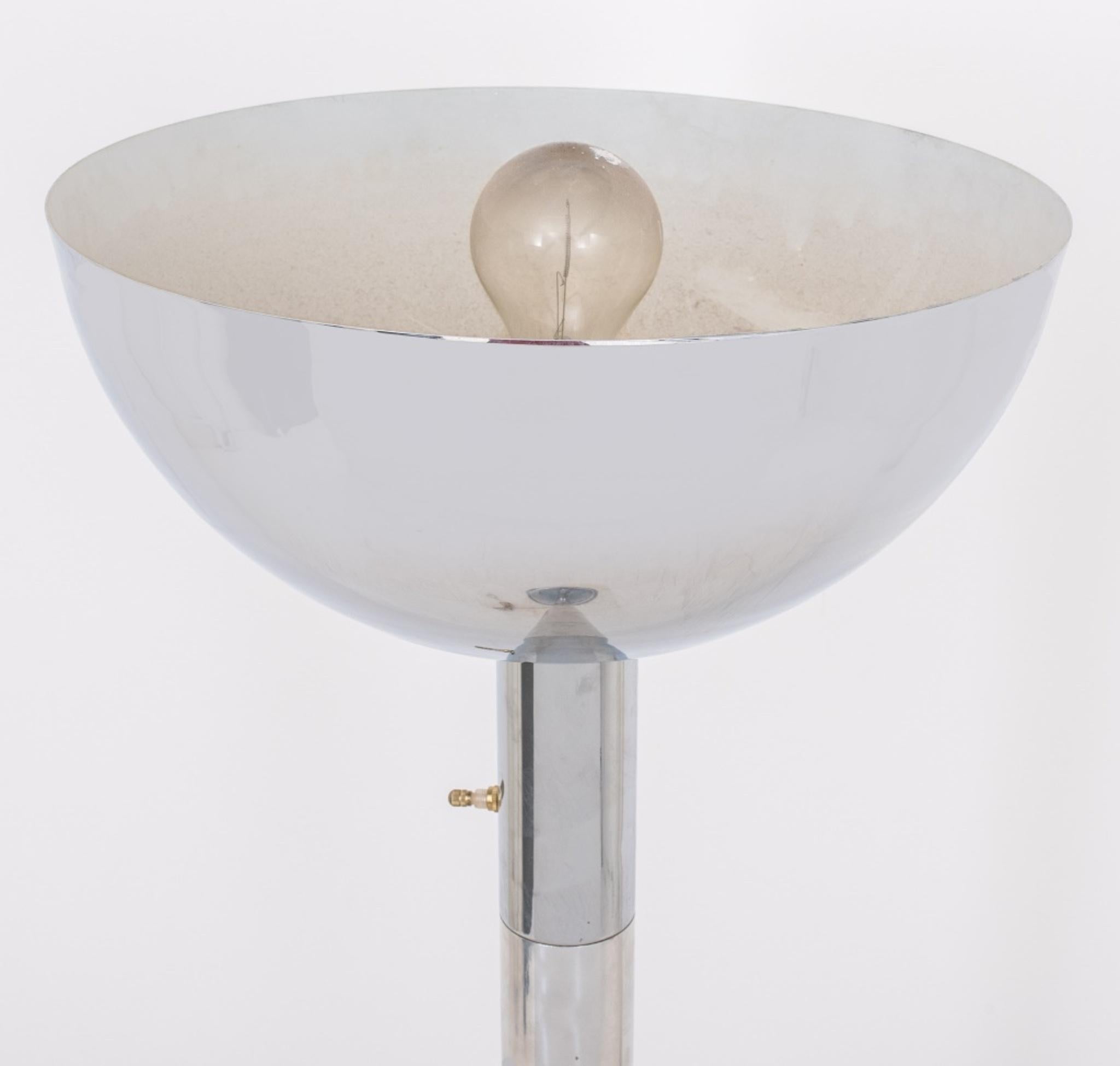 Art Deco Moderne Chrome Torchiere Floor Lamp In Good Condition For Sale In New York, NY