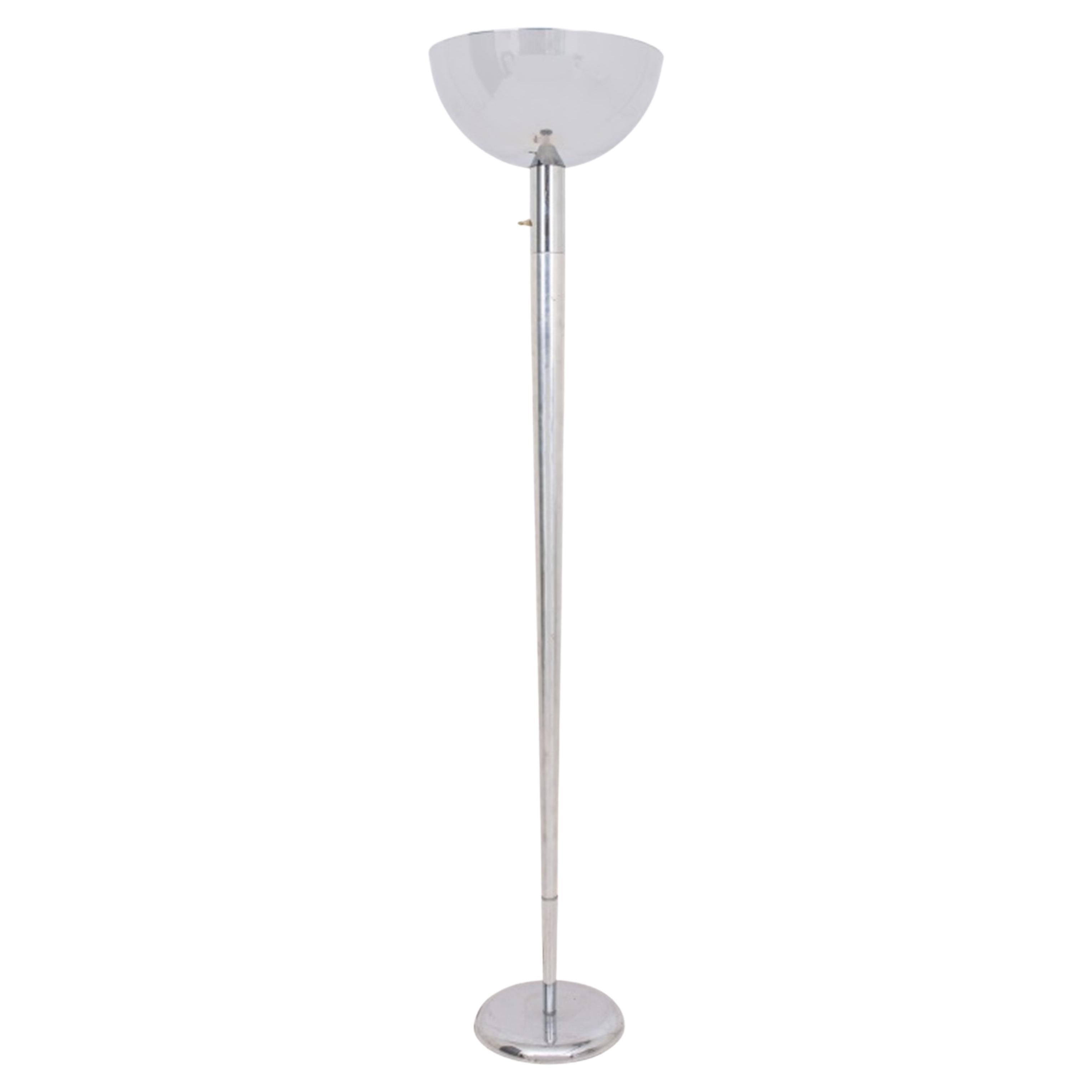 Art Deco Moderne Chrome Torchiere Floor Lamp For Sale