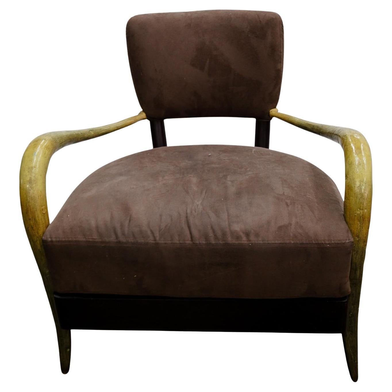Art Deco Moderne Club Chair With Faux Horn Detail