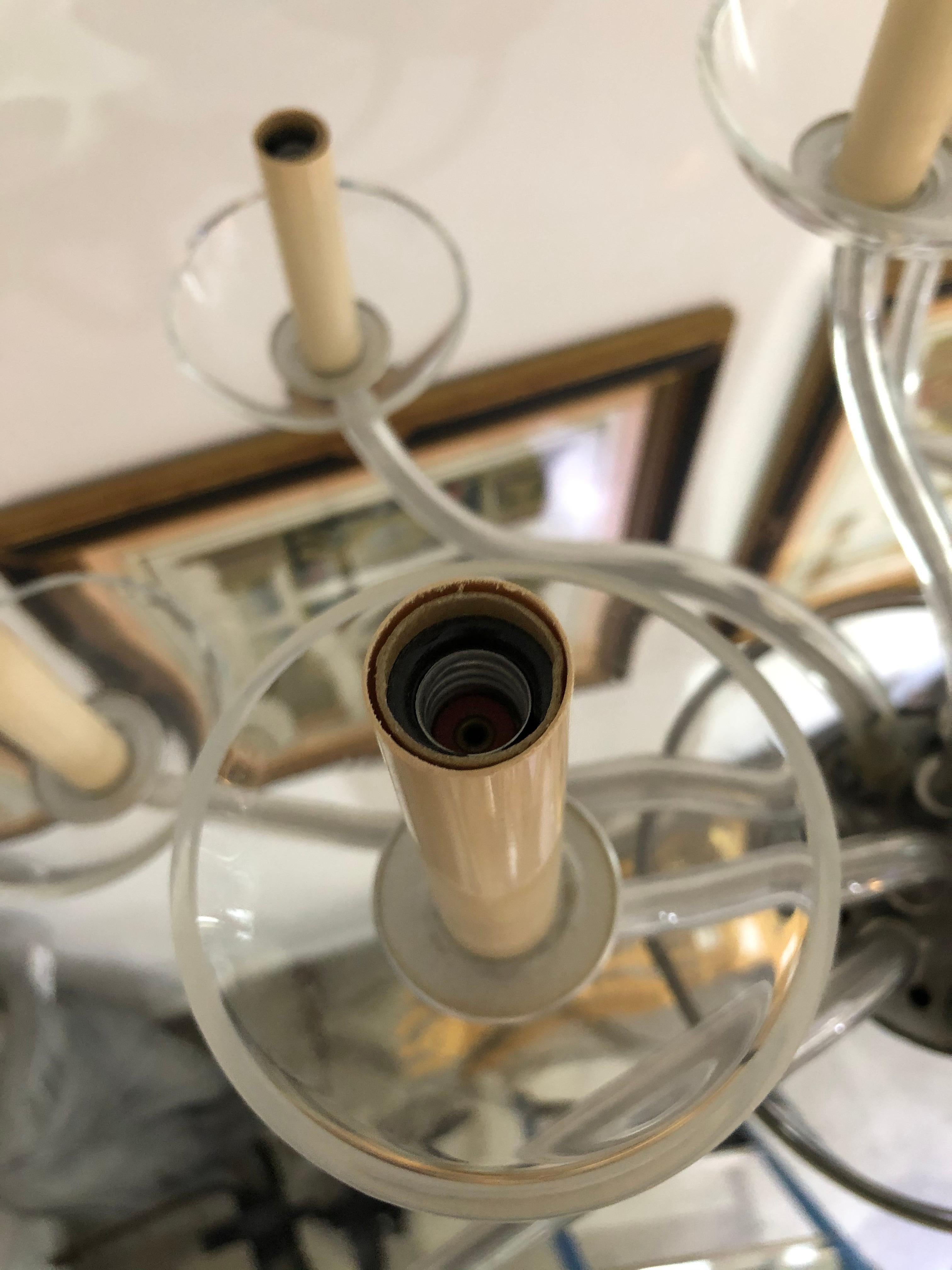 Art Deco Moderne Czech Glass Chandeleir For Sale 3