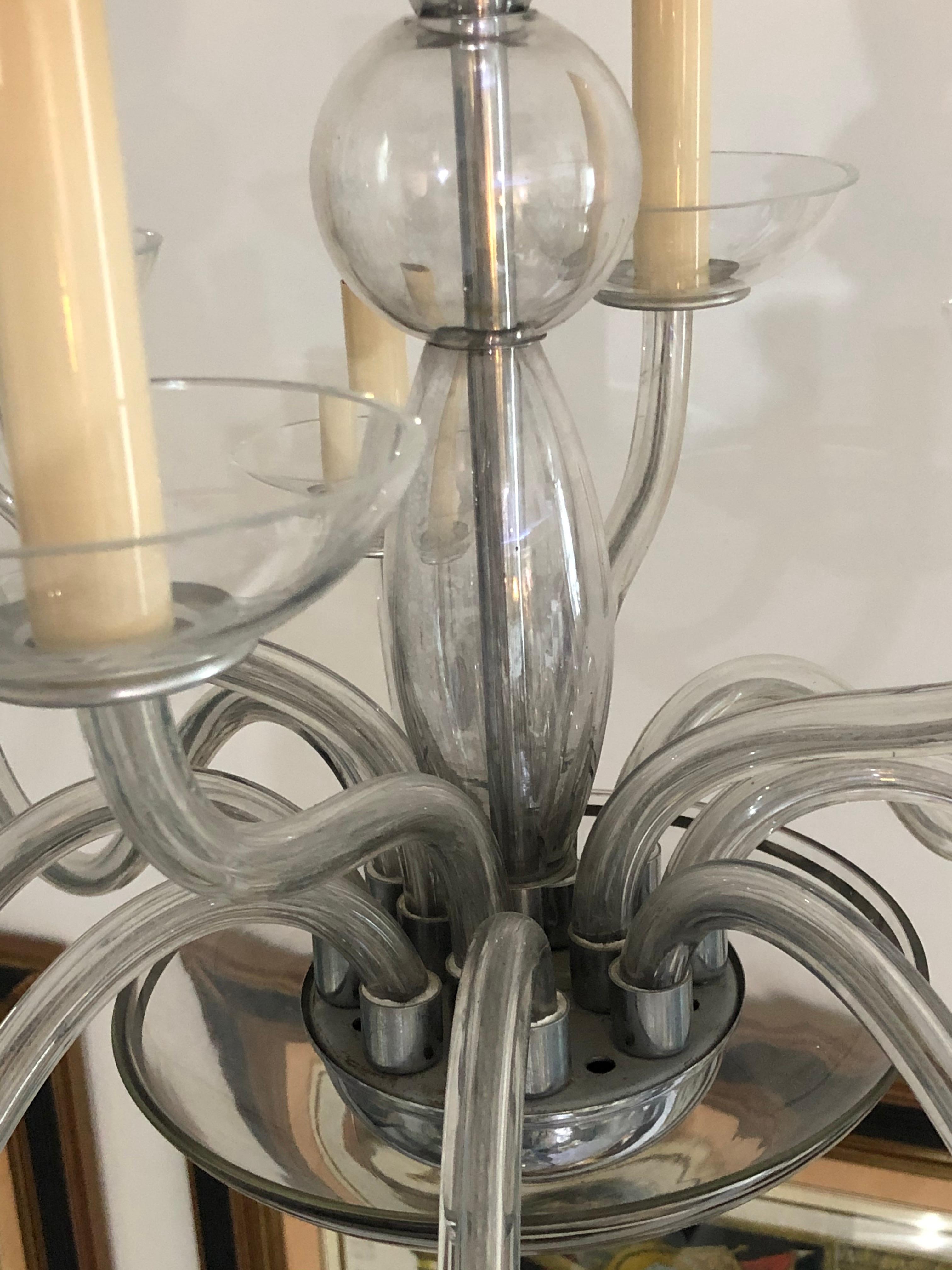 Art Deco Moderne Czech Glass Chandeleir For Sale 4