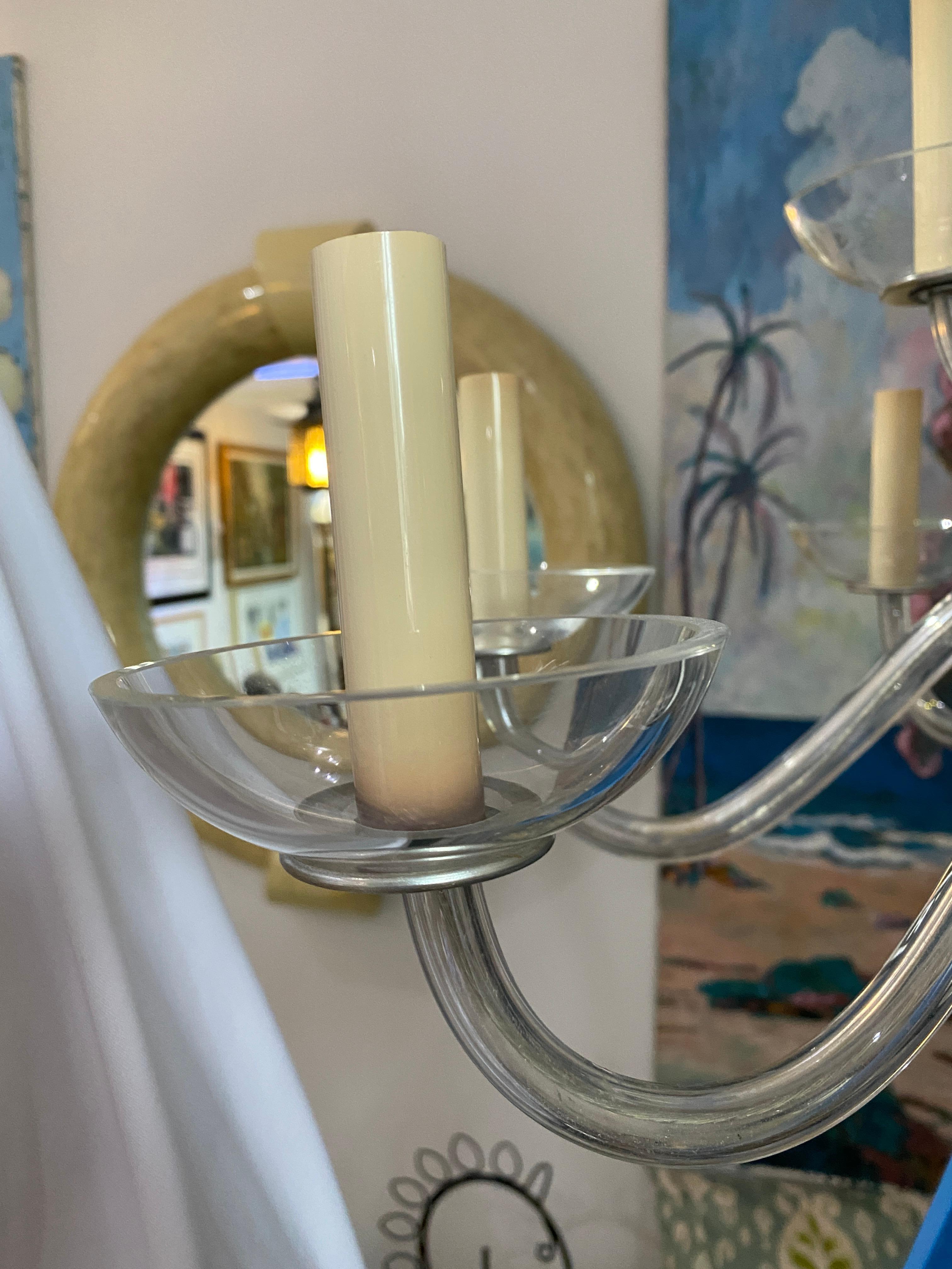 Art Deco Moderne Czech Glass Chandeleir For Sale 5