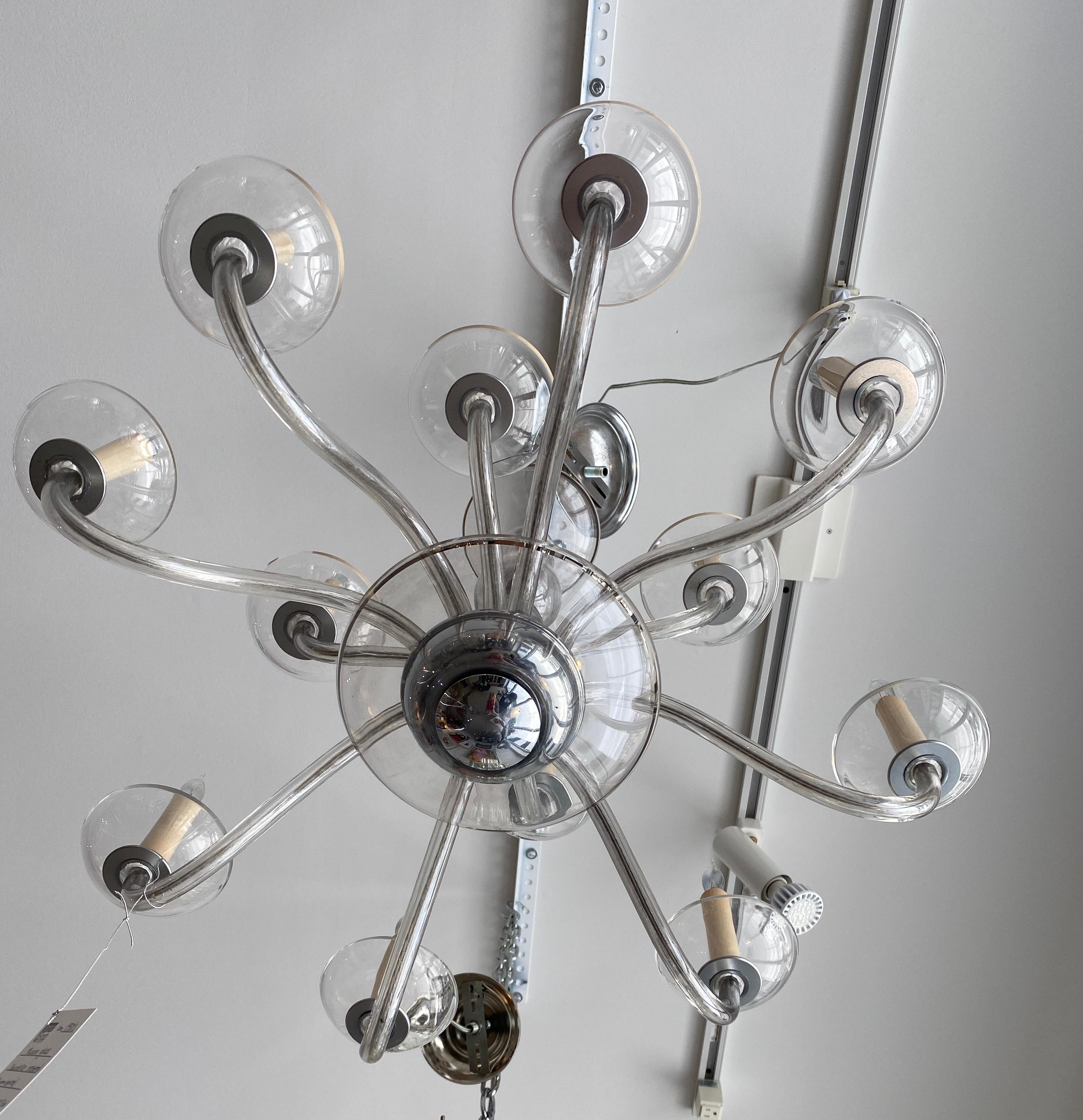 Sterling Silver Art Deco Moderne Czech Glass Chandeleir For Sale