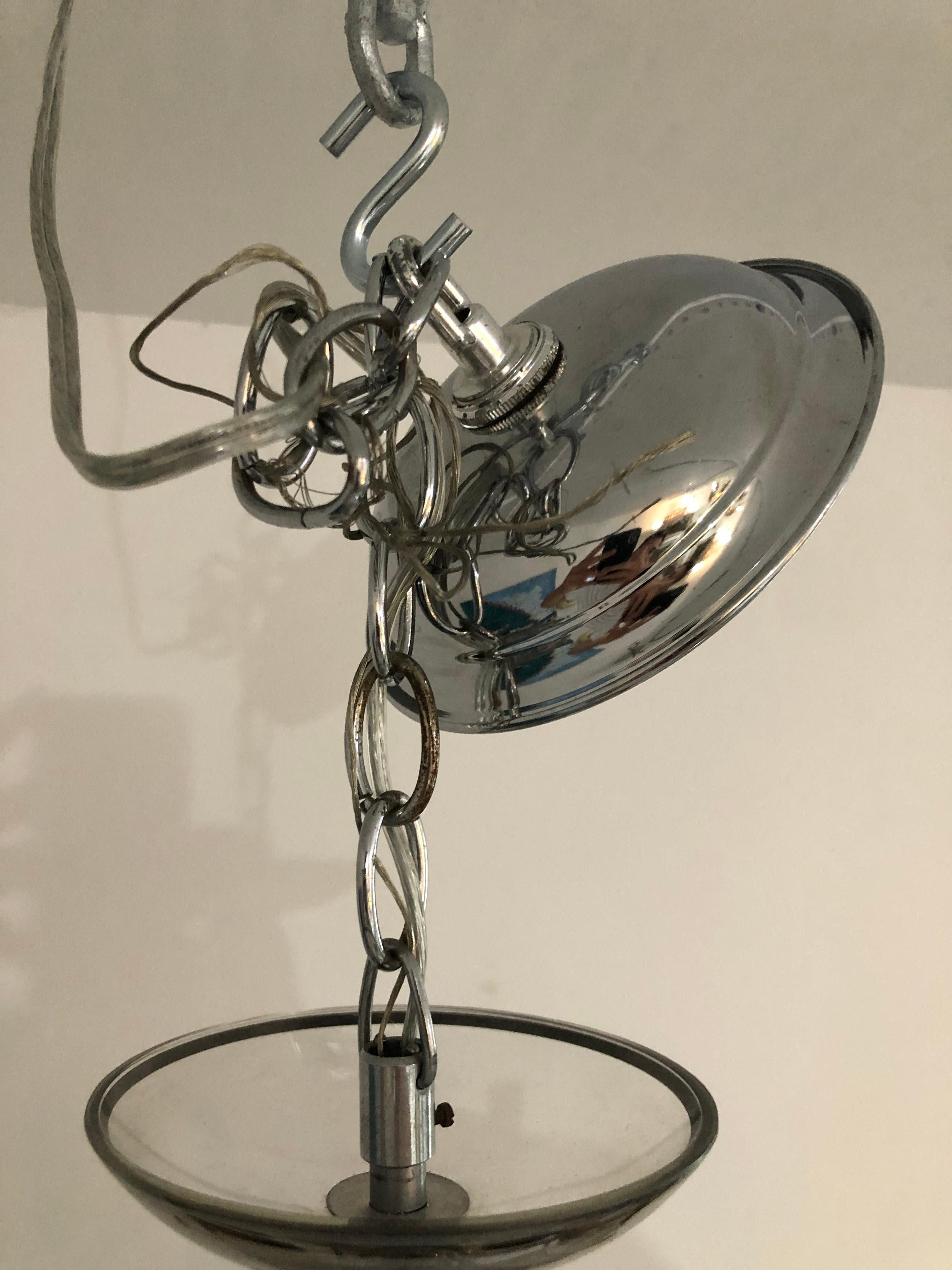 Art Deco Moderne Czech Glass Chandeleir For Sale 1