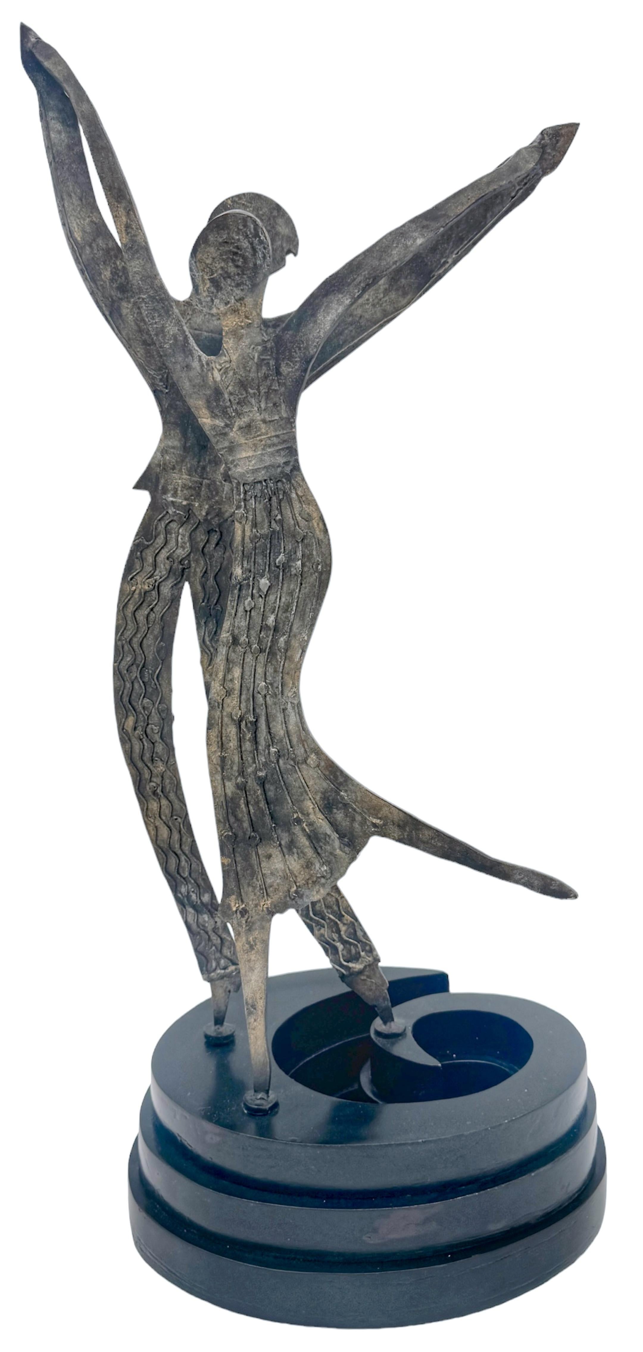 Carved Art Deco / Moderne Hagenauer Style Silvered Dancing Figures, Germany, 1930s For Sale