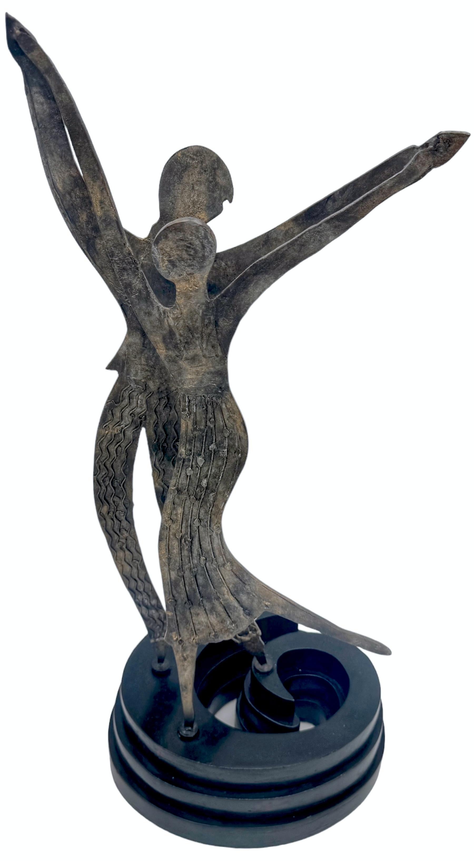 20th Century Art Deco / Moderne Hagenauer Style Silvered Dancing Figures, Germany, 1930s For Sale
