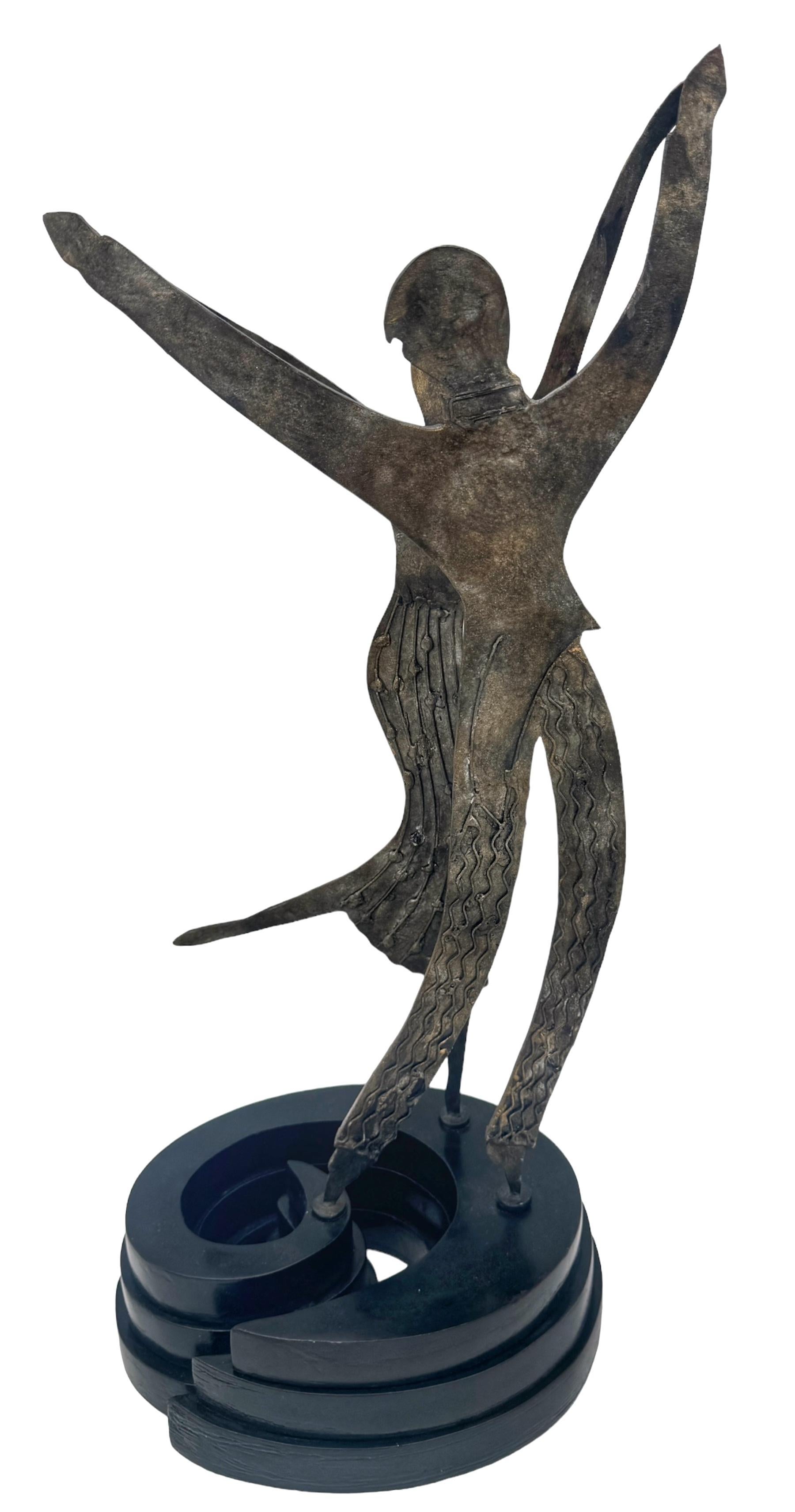Metal Art Deco / Moderne Hagenauer Style Silvered Dancing Figures, Germany, 1930s For Sale
