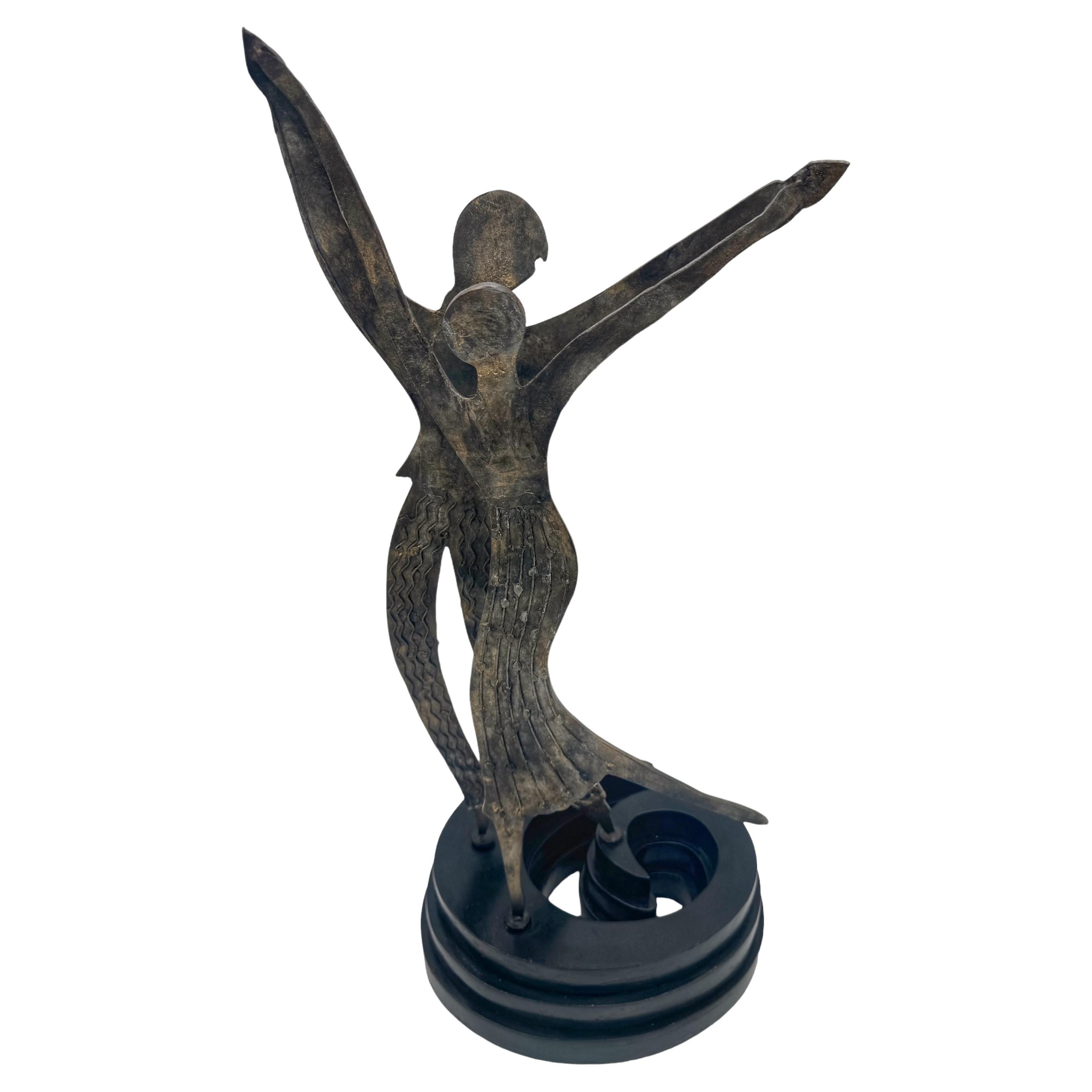 Art Deco / Moderne Hagenauer Style Silvered Dancing Figures, Germany, 1930s For Sale