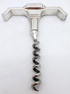 Art Deco /Moderne Sterling (.950)  & Silverplate Corkscrew, Monogram 'S', 1930