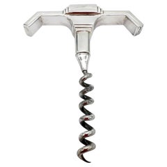 Sterling Art Déco/Moderne (.950)  & Tire-bouchon en métal argenté, Monogramme 'S', 1930