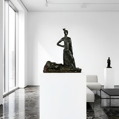 Art Deco Modernism Bronze Sculpture “Amazon and the Hero” by Sava Botzaris