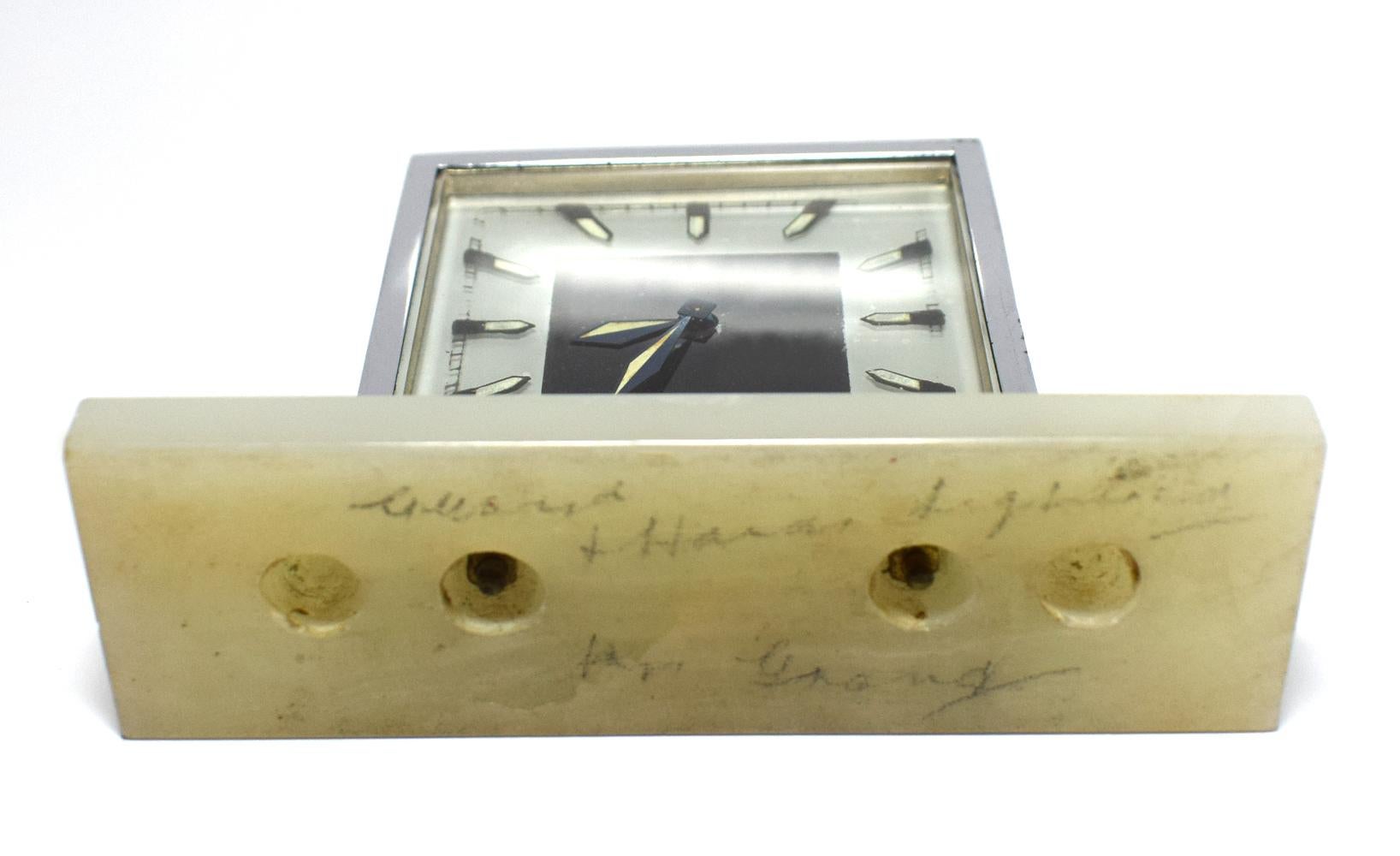 20th Century Art Deco Modernist 1930s Alarm Clock in Chrome and Oynx