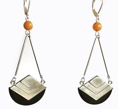 Art Deco Modernist 1930s Bakelite and Chrome Earrings