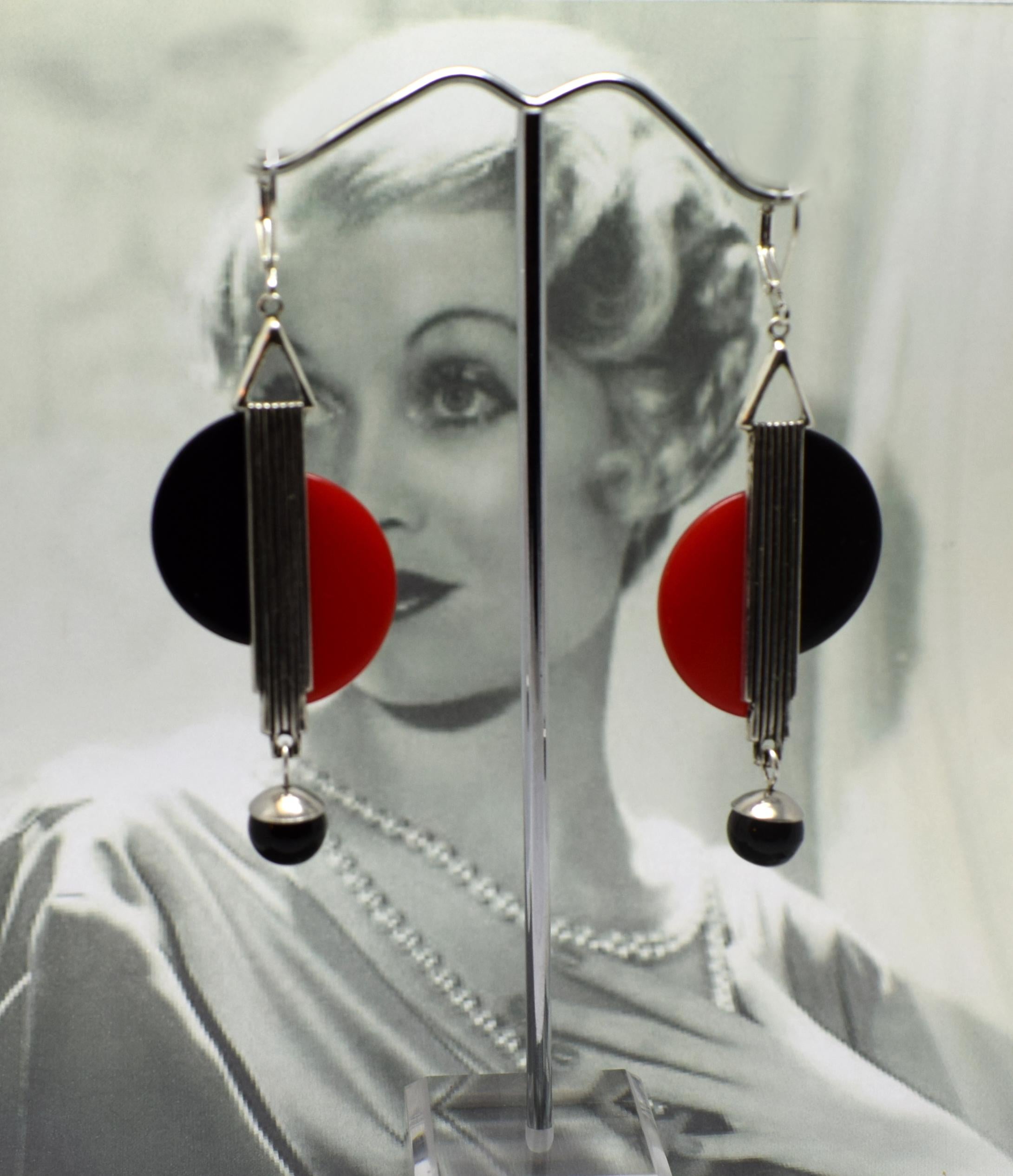 Art Deco Modernist 1930s Style Drop Earrings In Good Condition In Westward ho, GB