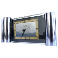 Retro Art Deco Modernist 8 Day Chrome Clock by CYMA, c1930