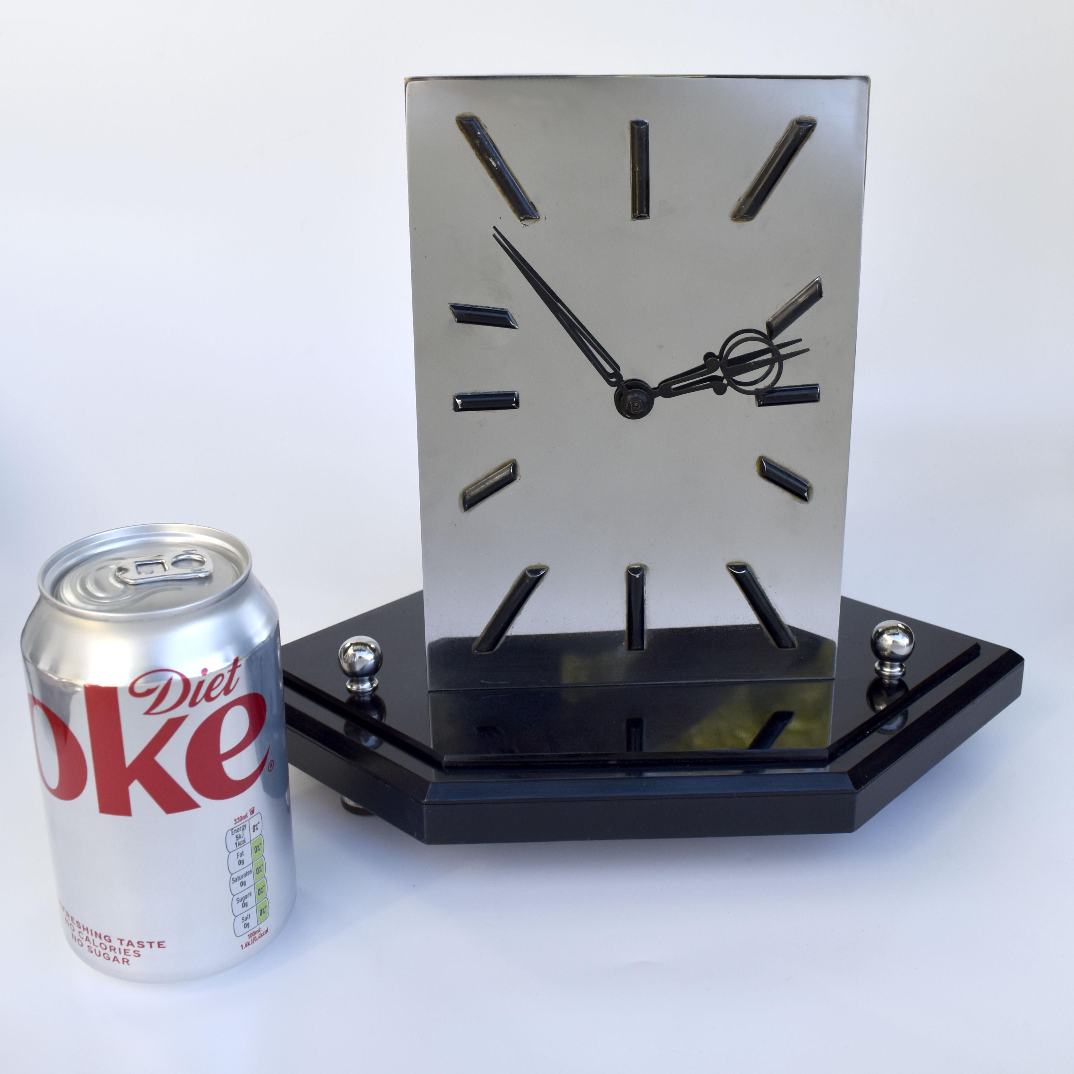 Art Deco Modernist 8 Day Chrome Mantle Clock by Smiths, English, c1936 6